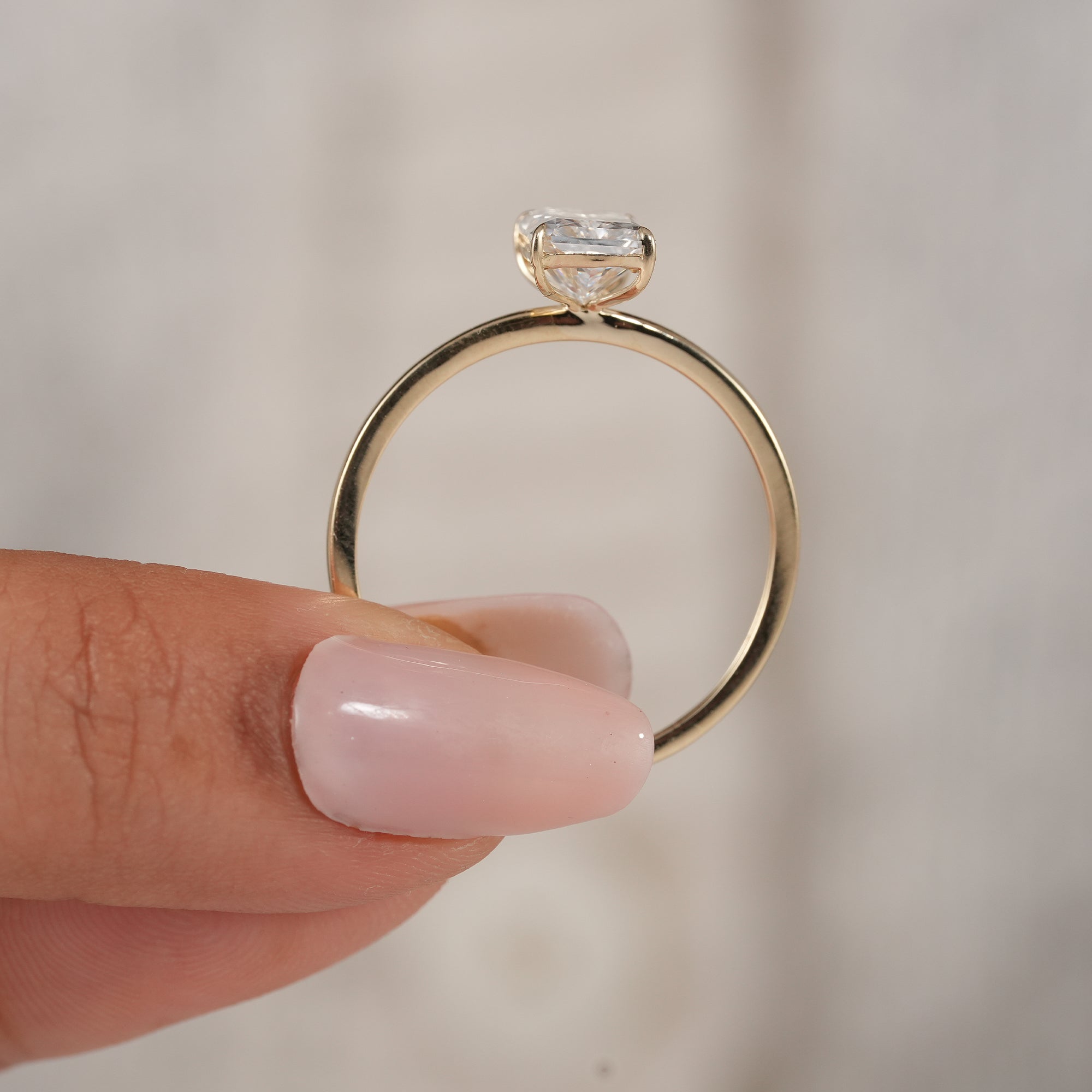 Ethical lab grown radiant diamond bridal jewelry.