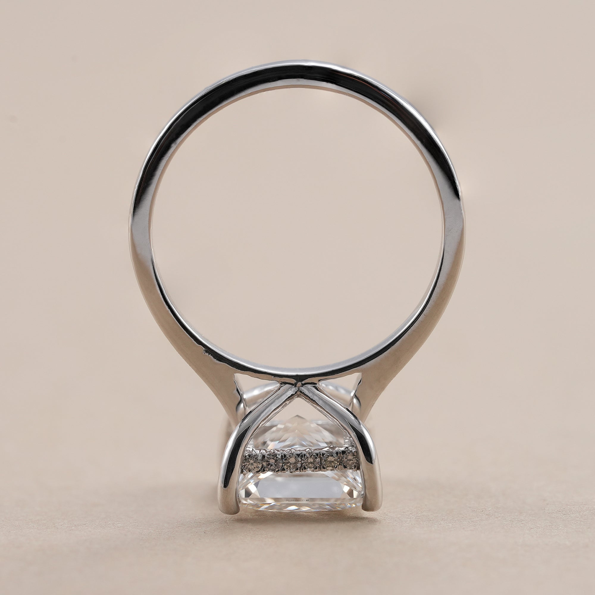 Luxury princess diamond ring with hidden halo setting.