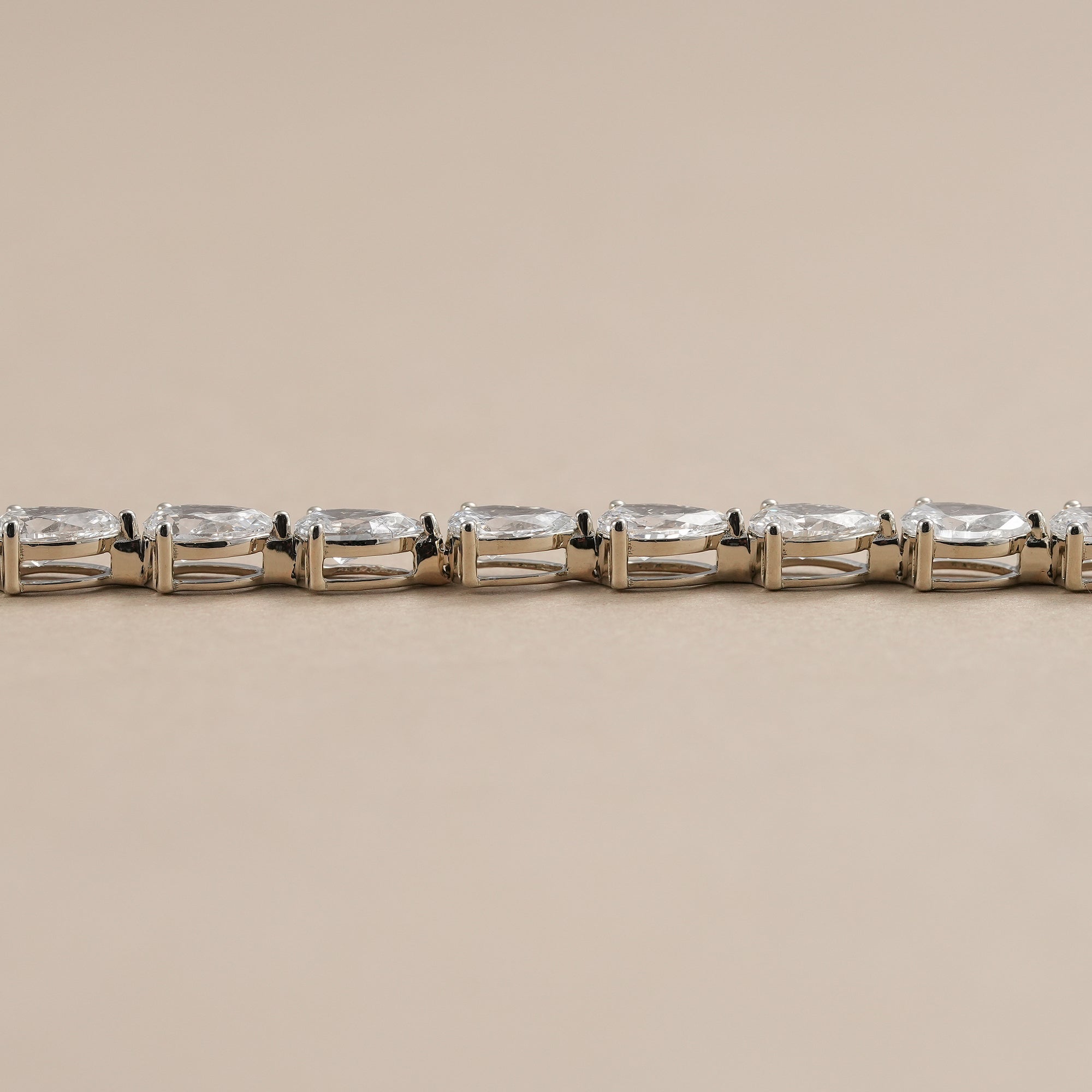 Luxury pear lab grown diamond tennis bracelet for women.