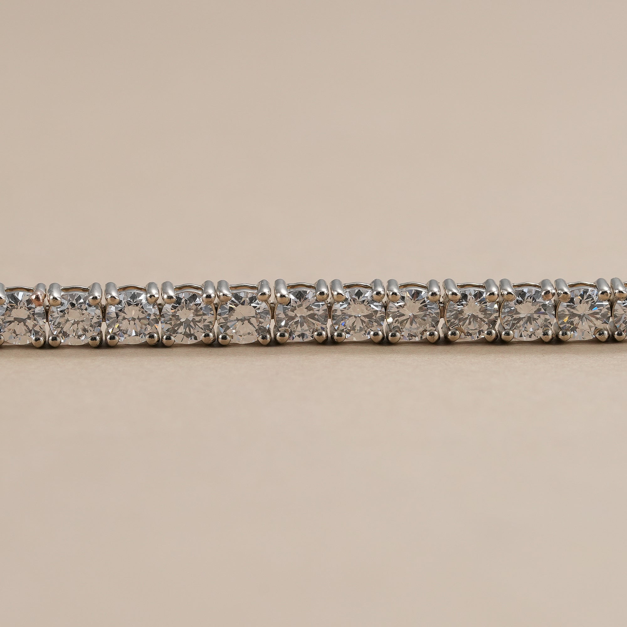 Elegant minimalist lab grown diamond tennis bracelet in white gold.