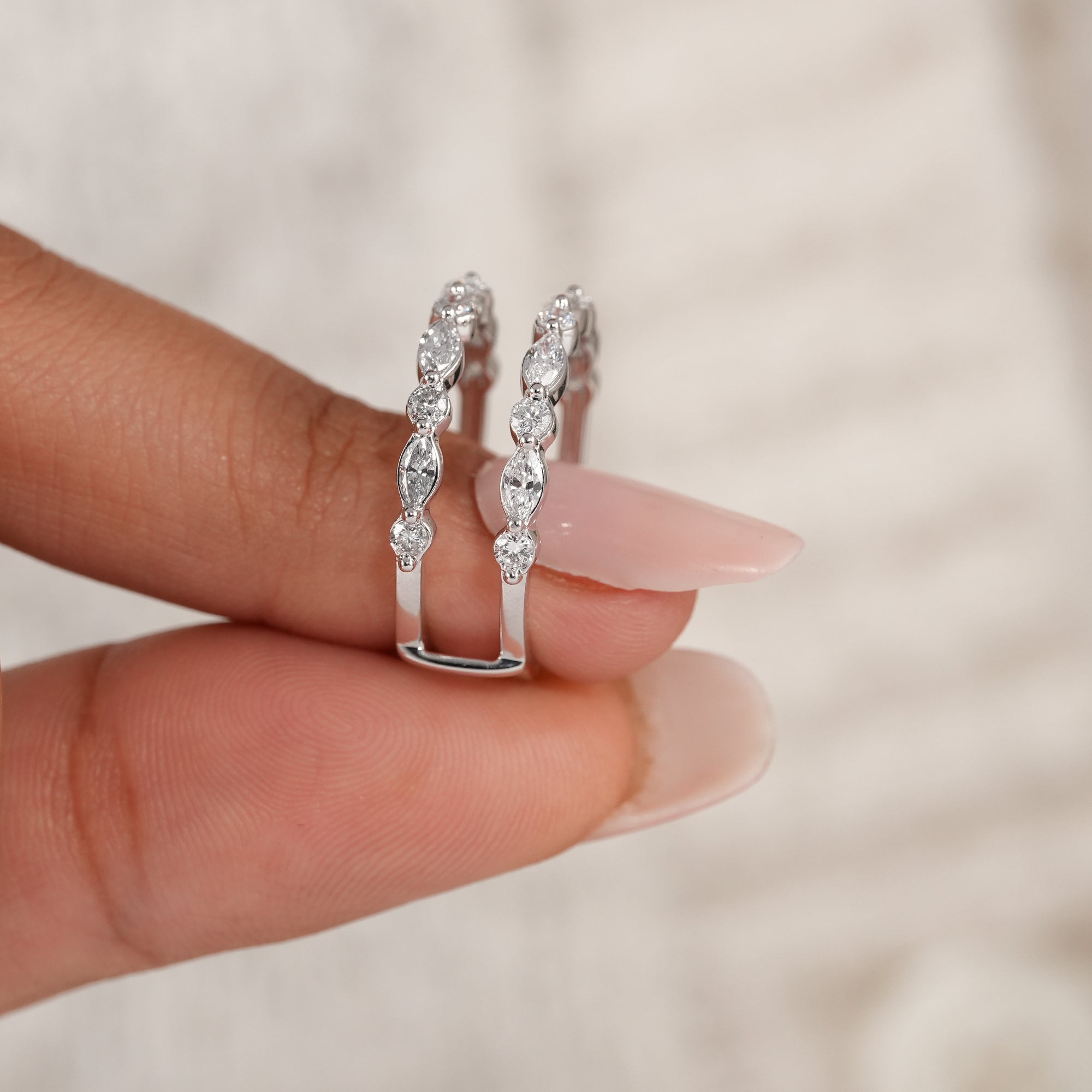 Handmade lab diamond anniversary stackable ring.