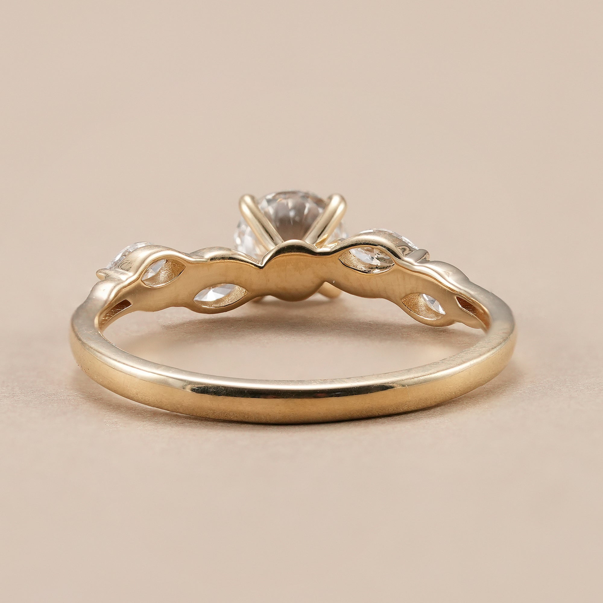 Nature inspired round diamond engagement ring for women.