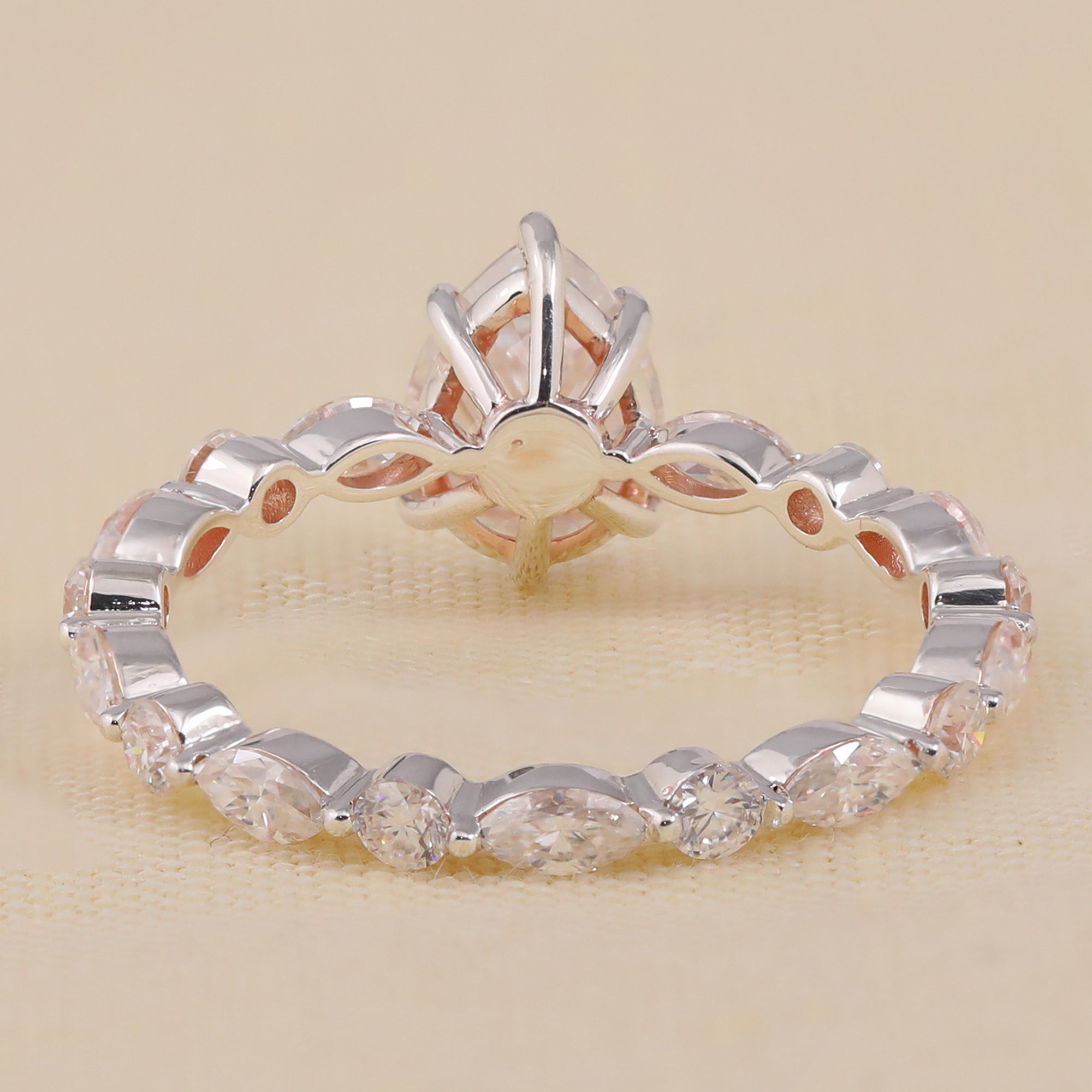 Lab grown pear diamond statement ring with multi-stone detailing