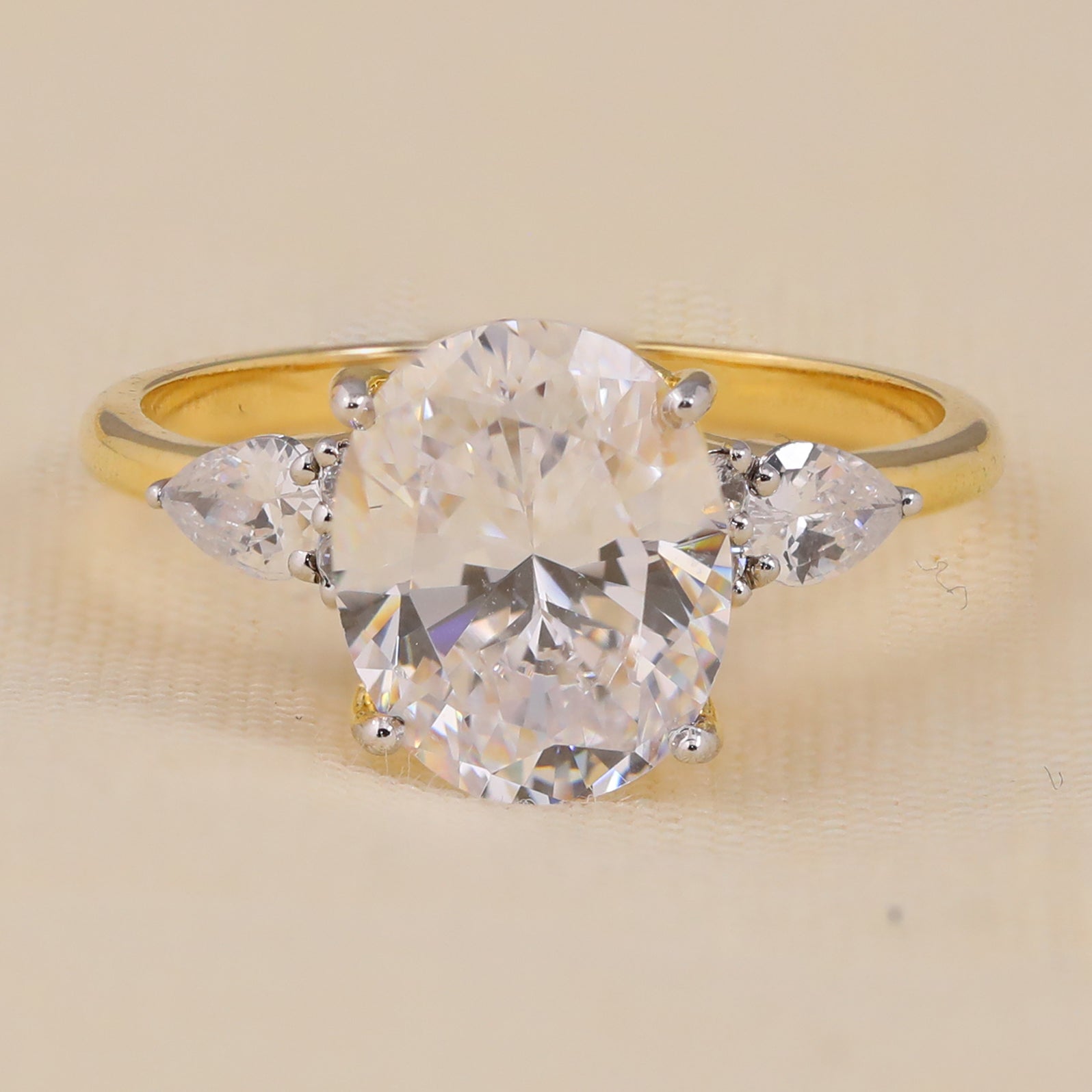 Oval Three Stone Diamond Engagement Ring