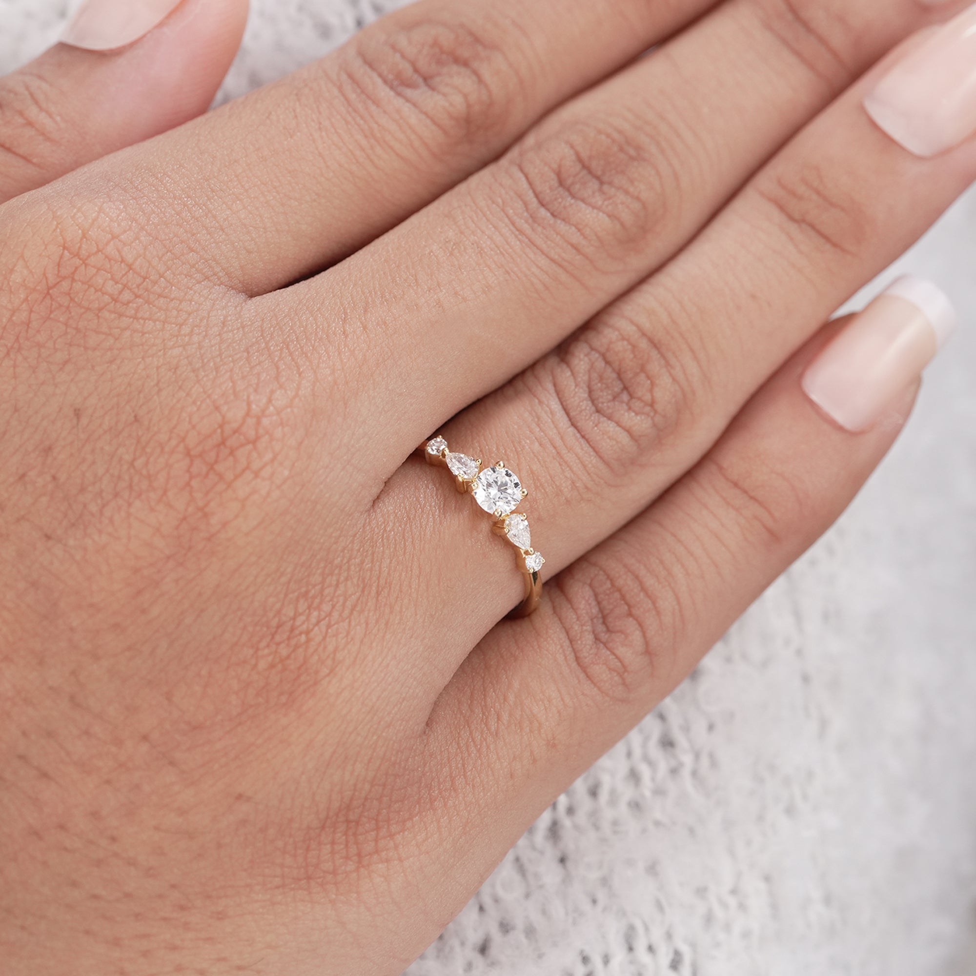 Fine jewelry five stone diamond ring for women