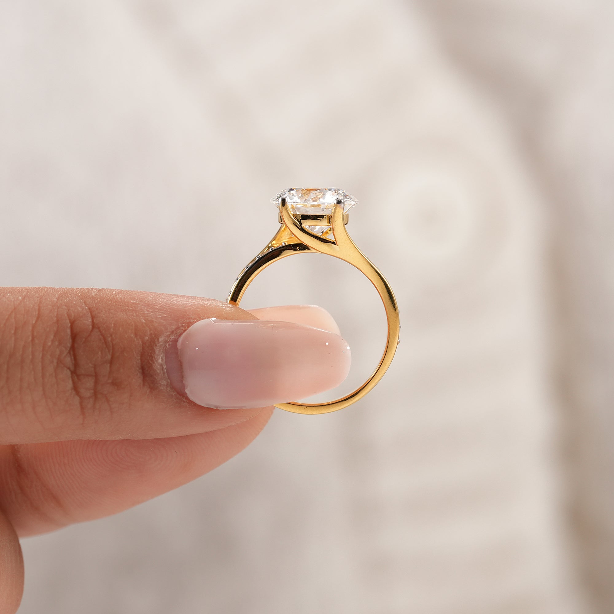 Fine jewelry round lab diamond wedding ring with elegant design