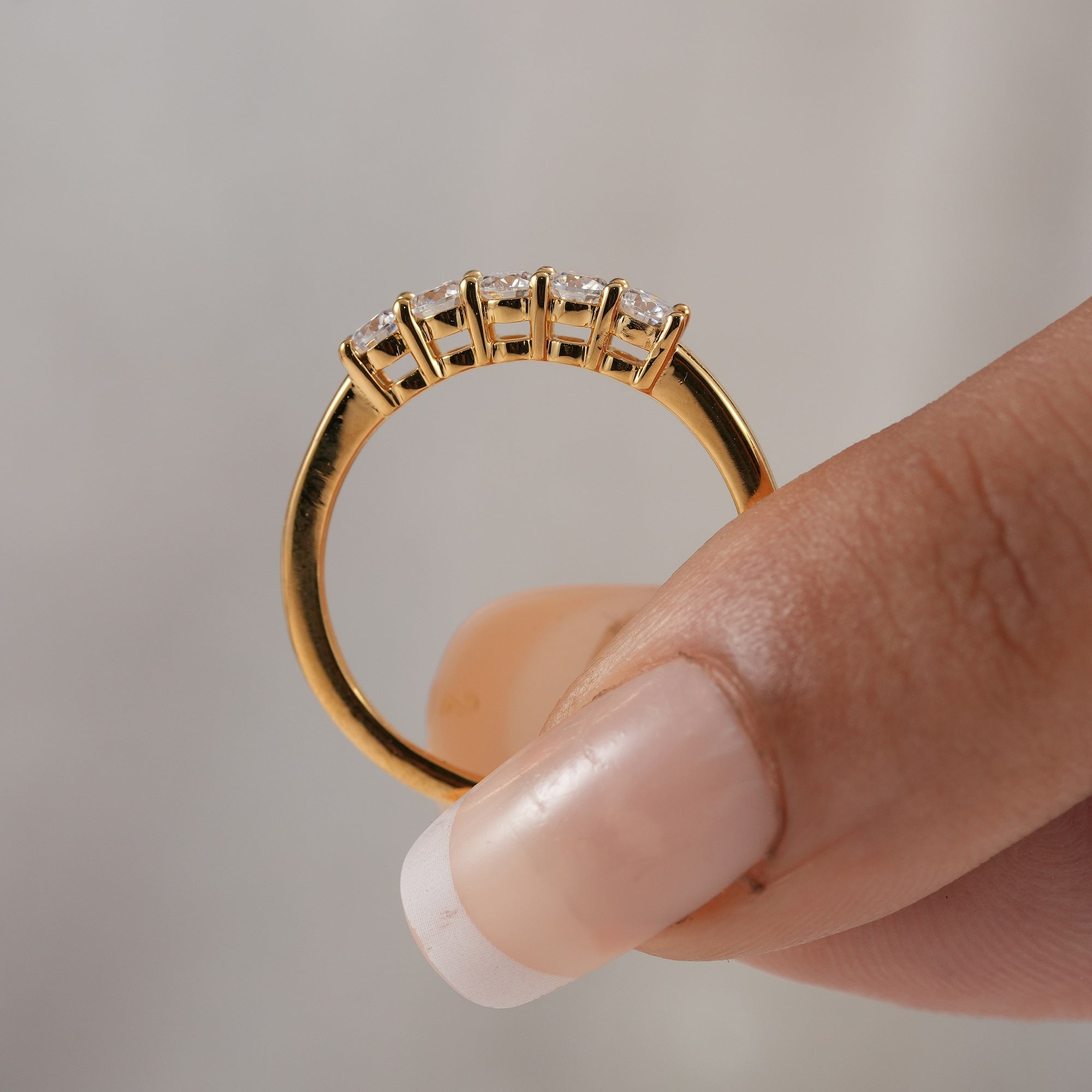 Five Stone Round Lab Grown Diamond Wedding Band