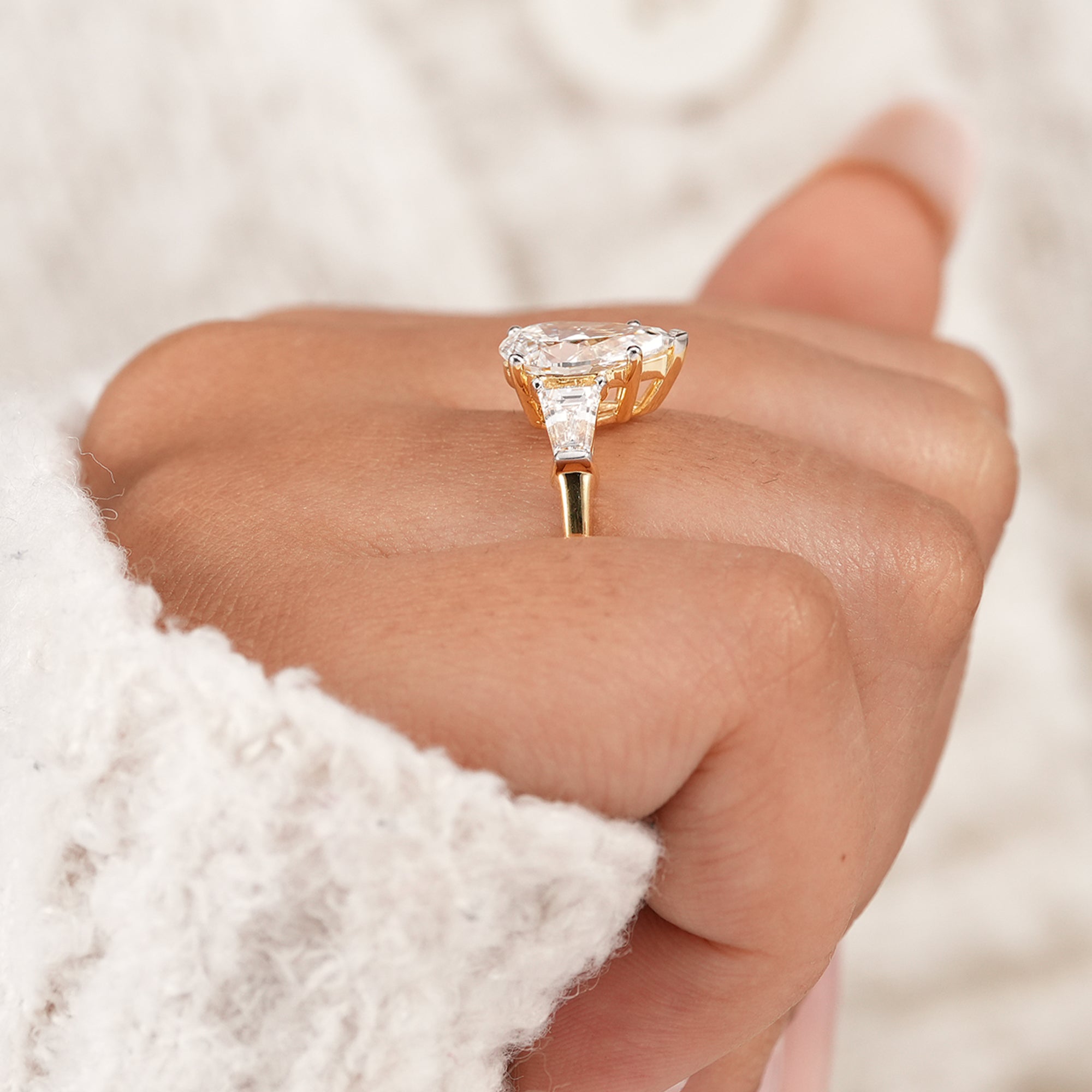 Fine jewelry pear engagement ring crafted with lab grown diamonds