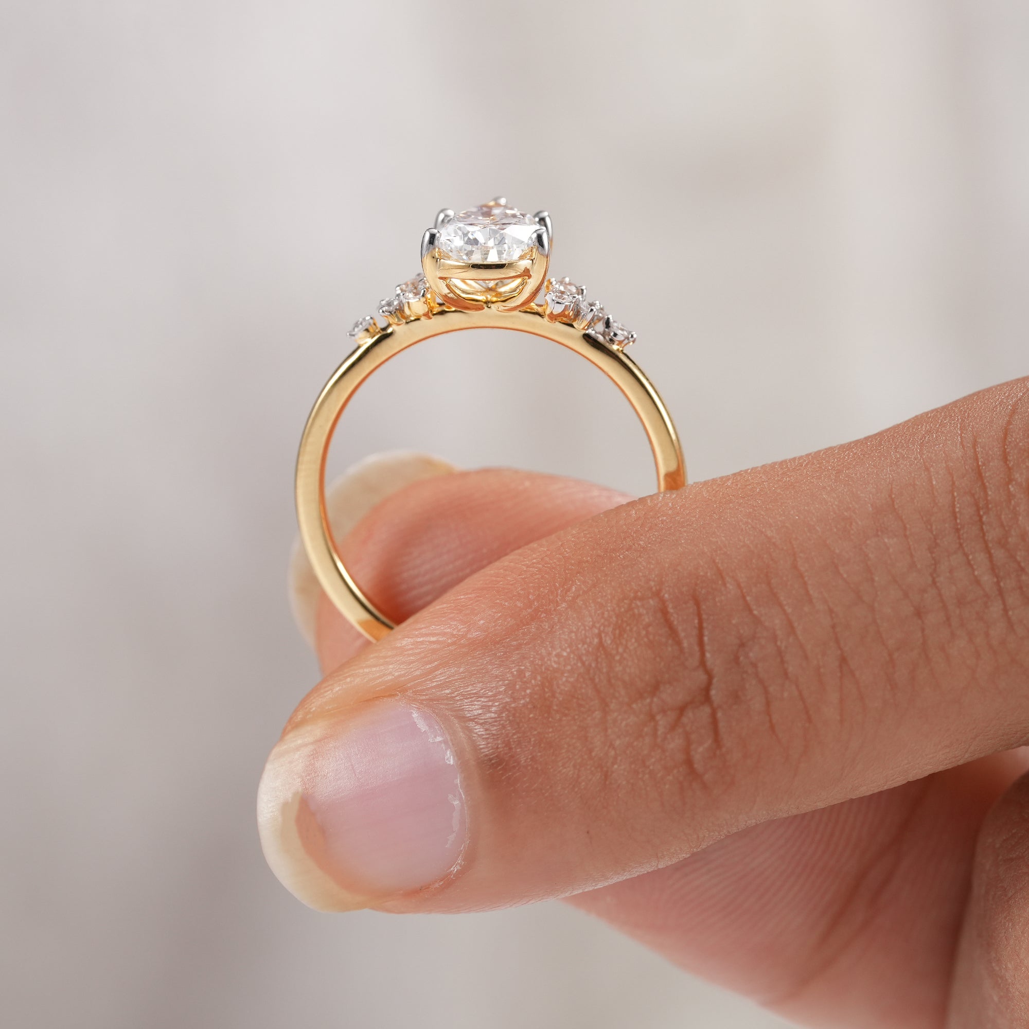 Pear Cut Lab Grown Diamond Cluster Engagement Ring