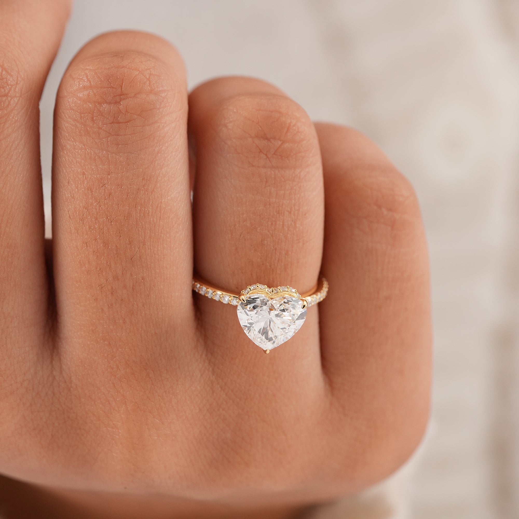 Classic heart diamond ring with secure prong setting