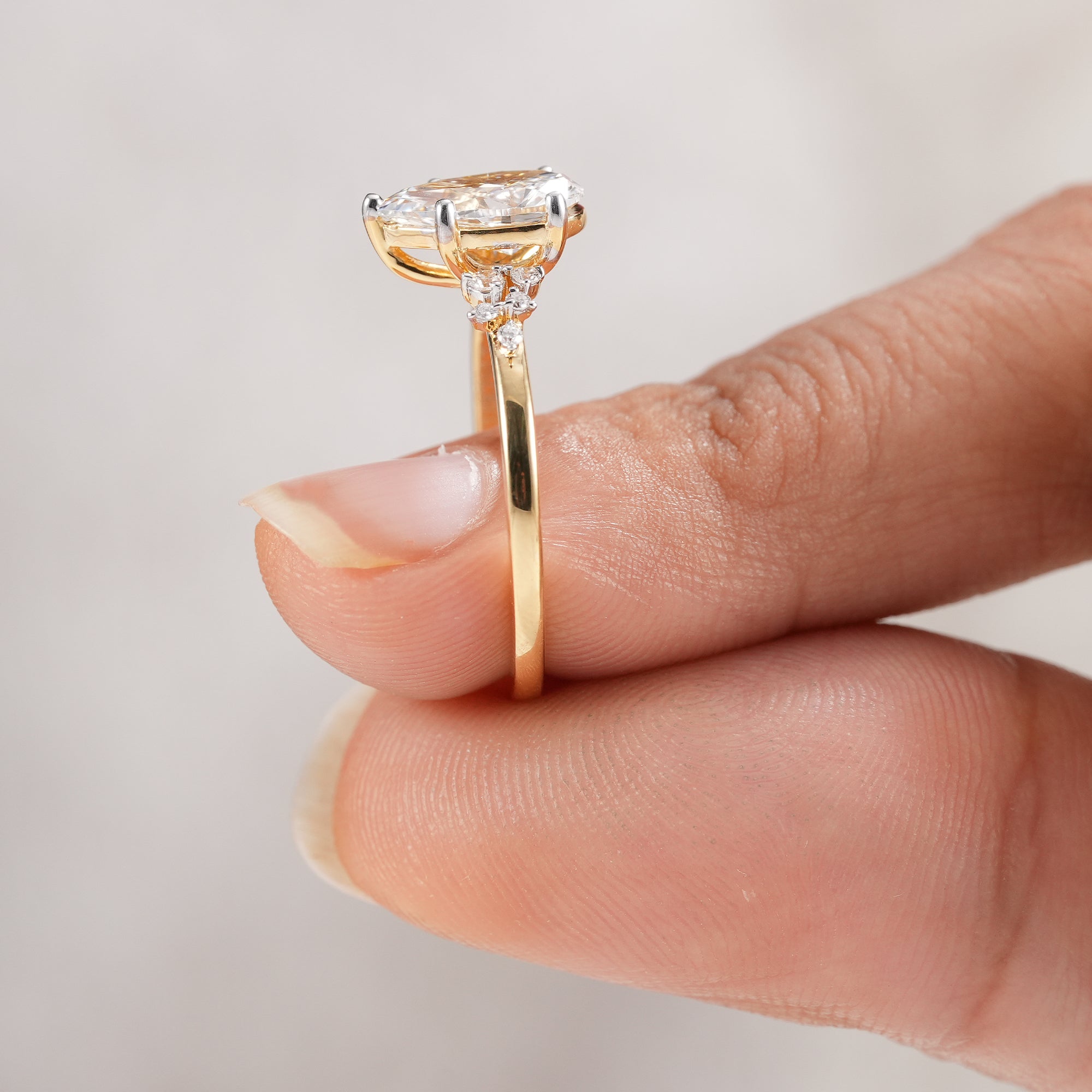 Pear Cut Lab Grown Diamond Cluster Engagement Ring
