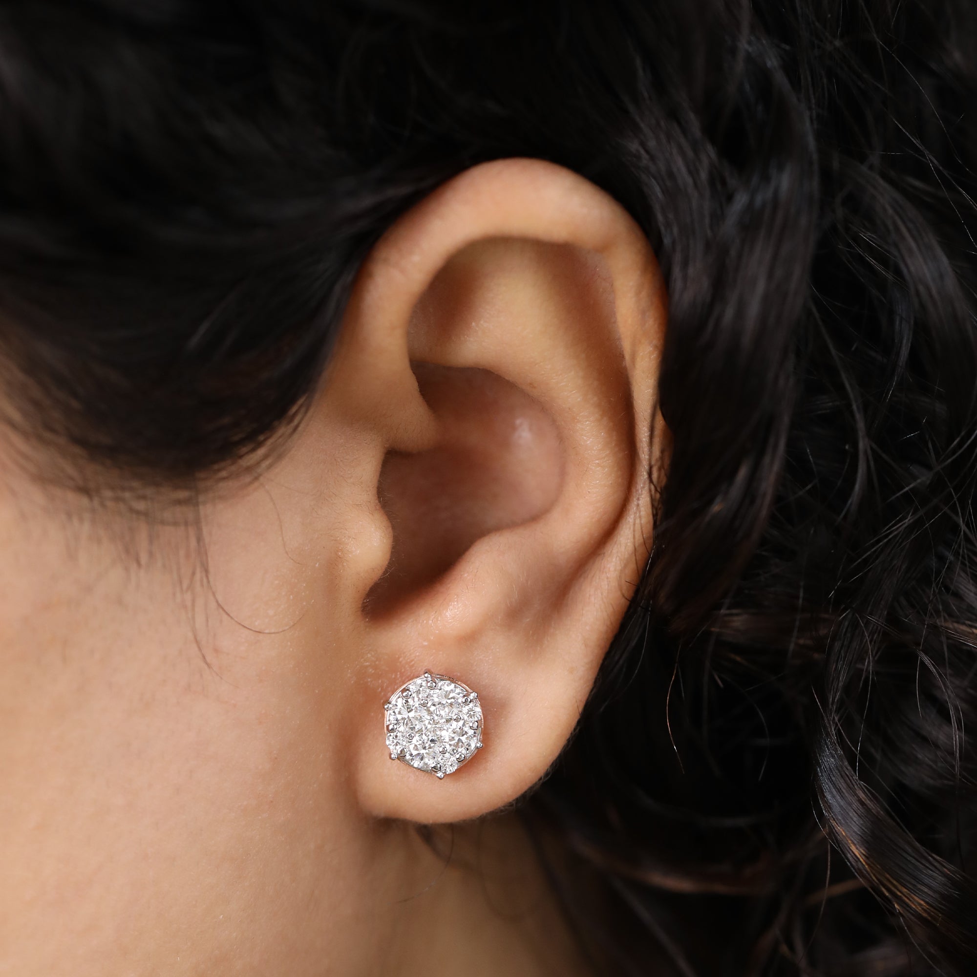 Shimmering cluster lab-grown diamond studs perfect for elegant wedding wear