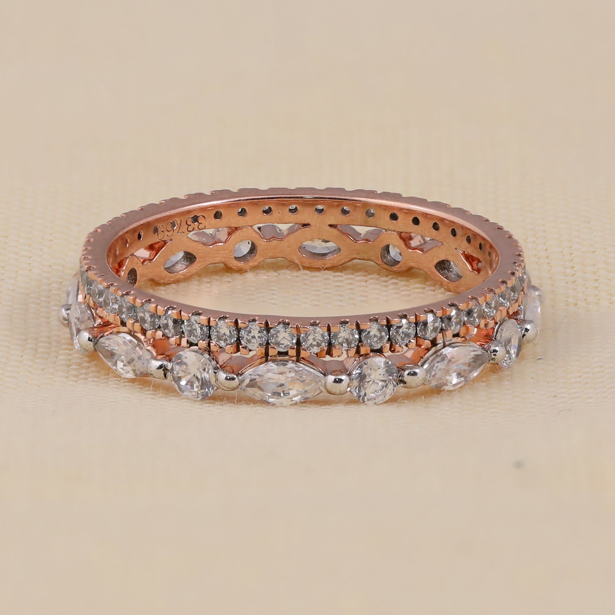 Lab grown diamond eternity band with marquise and round stones