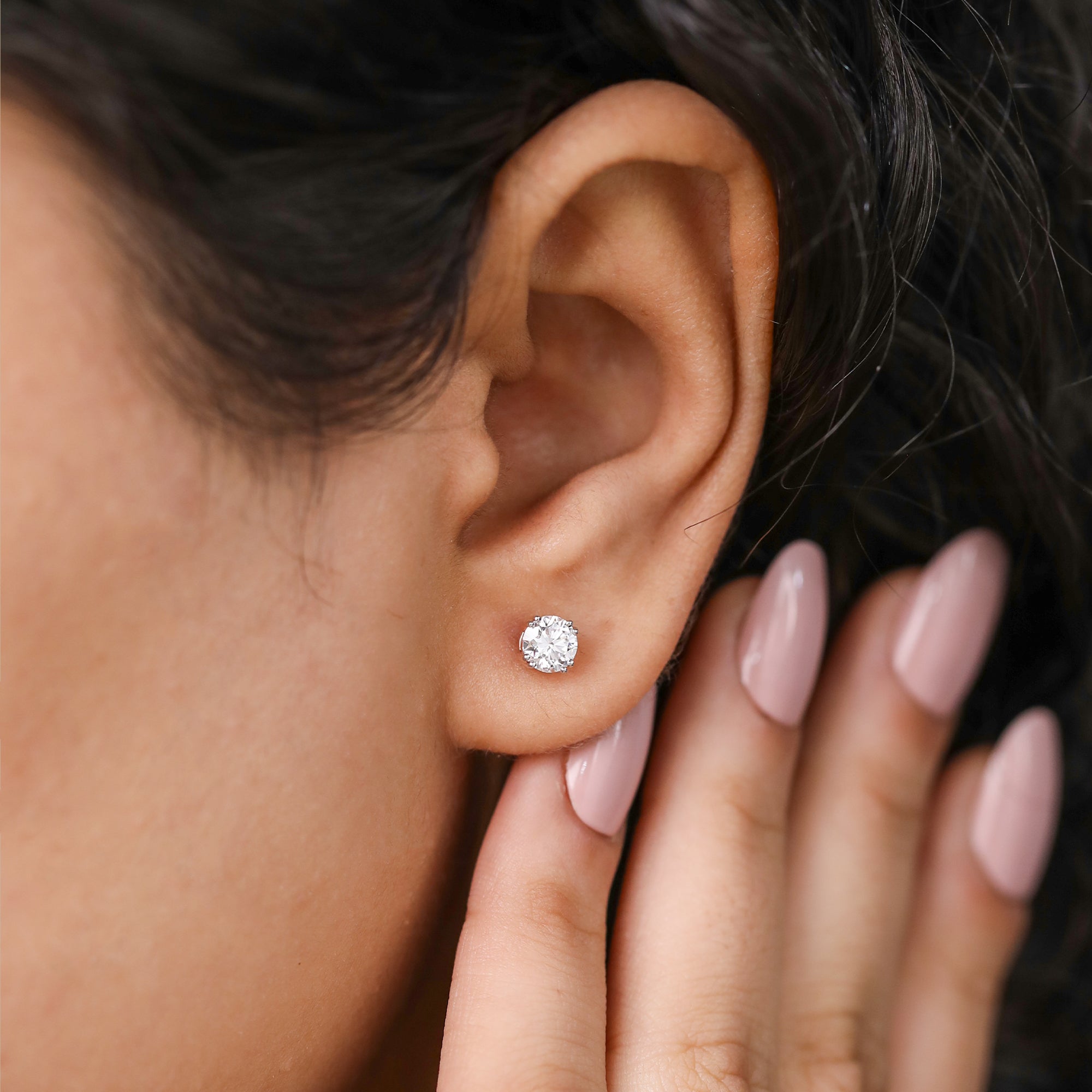 Brilliant round diamond stud earrings for birthdays or special moments