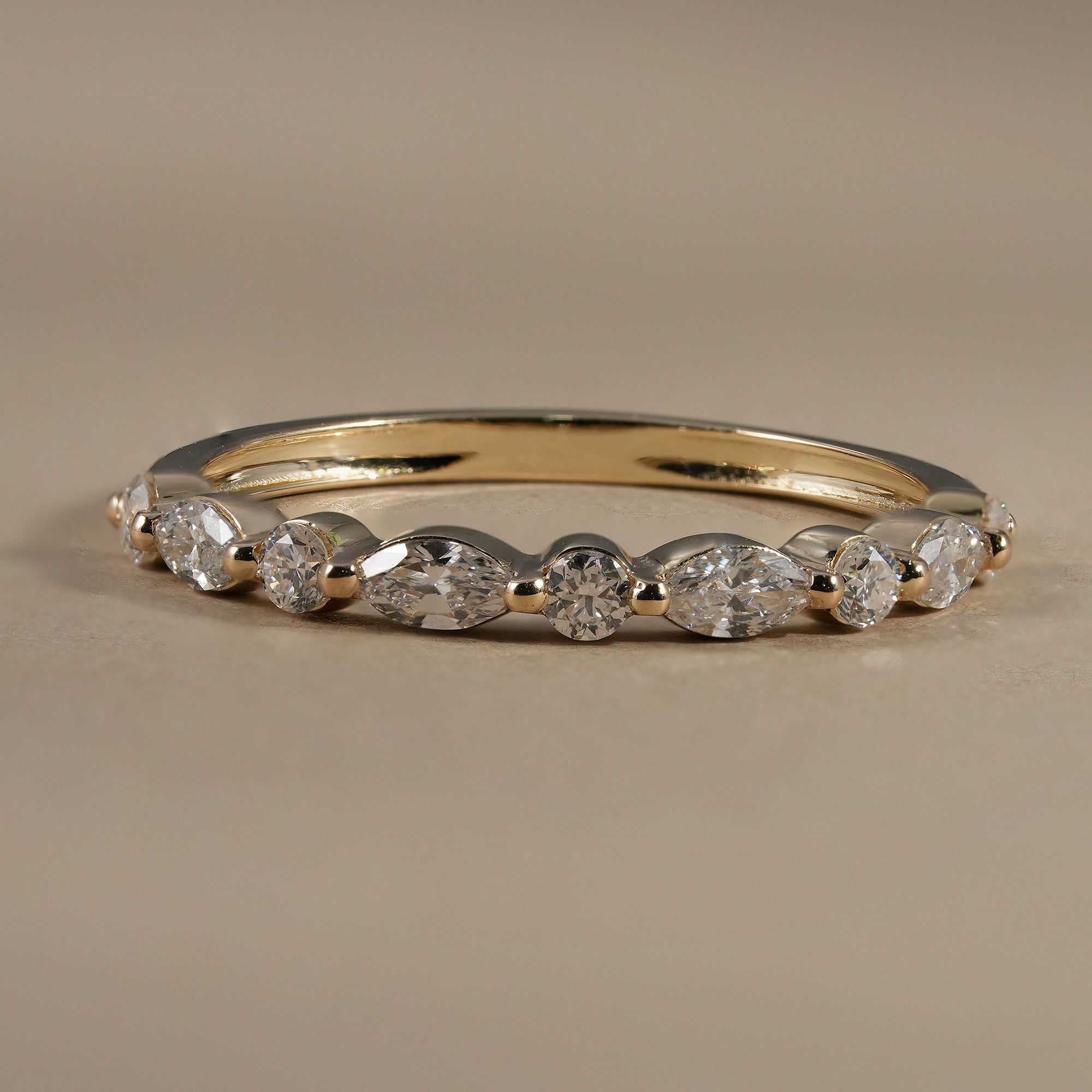 Marquise & Round Alternative Lab Diamond Eternity Wedding Band