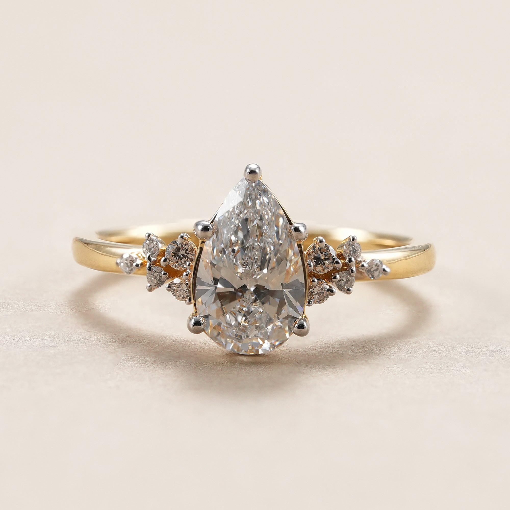 Pear Cut Lab Grown Diamond Cluster Engagement Ring