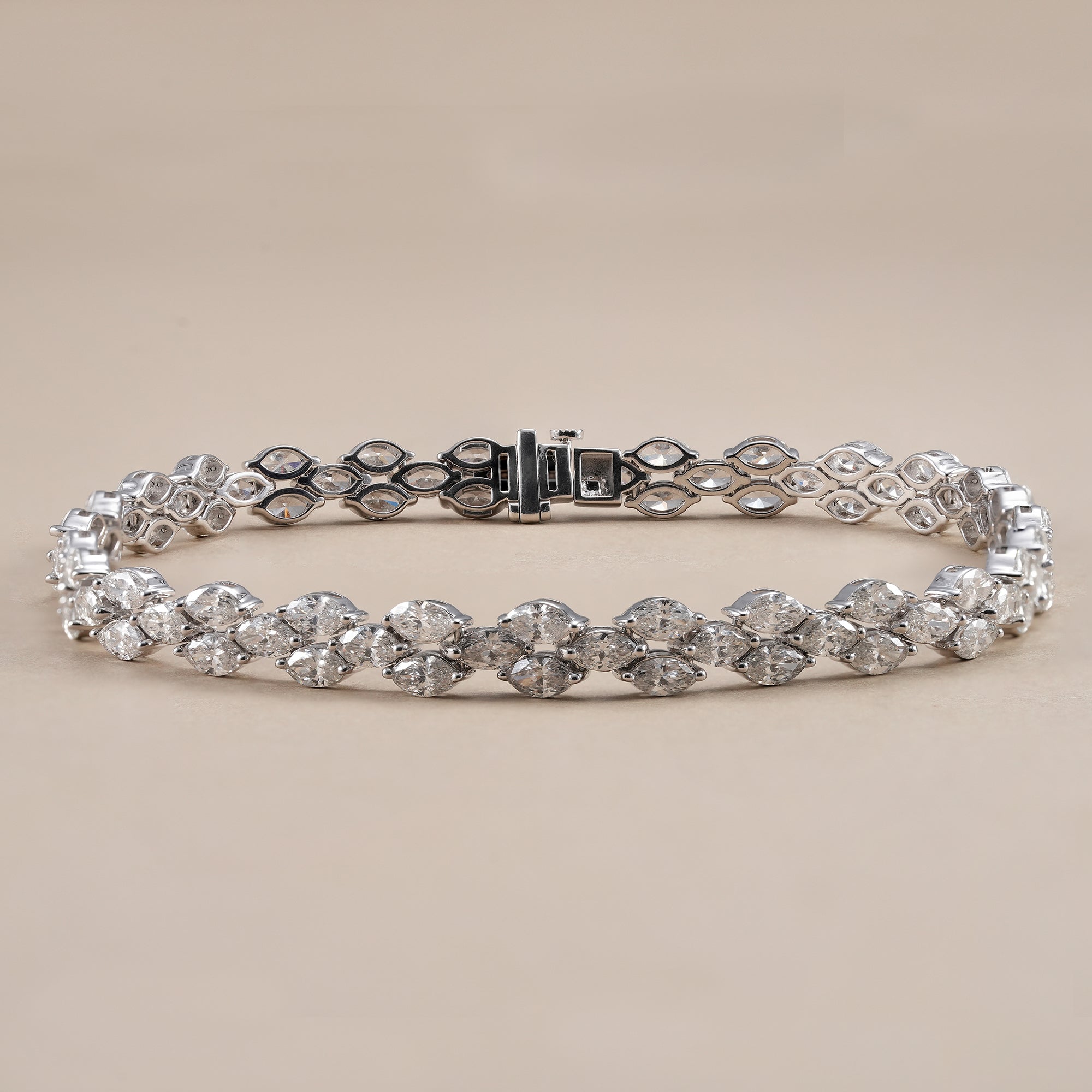 Three Row Marquise Cut Lab Grown Diamond Tennis Bracelet