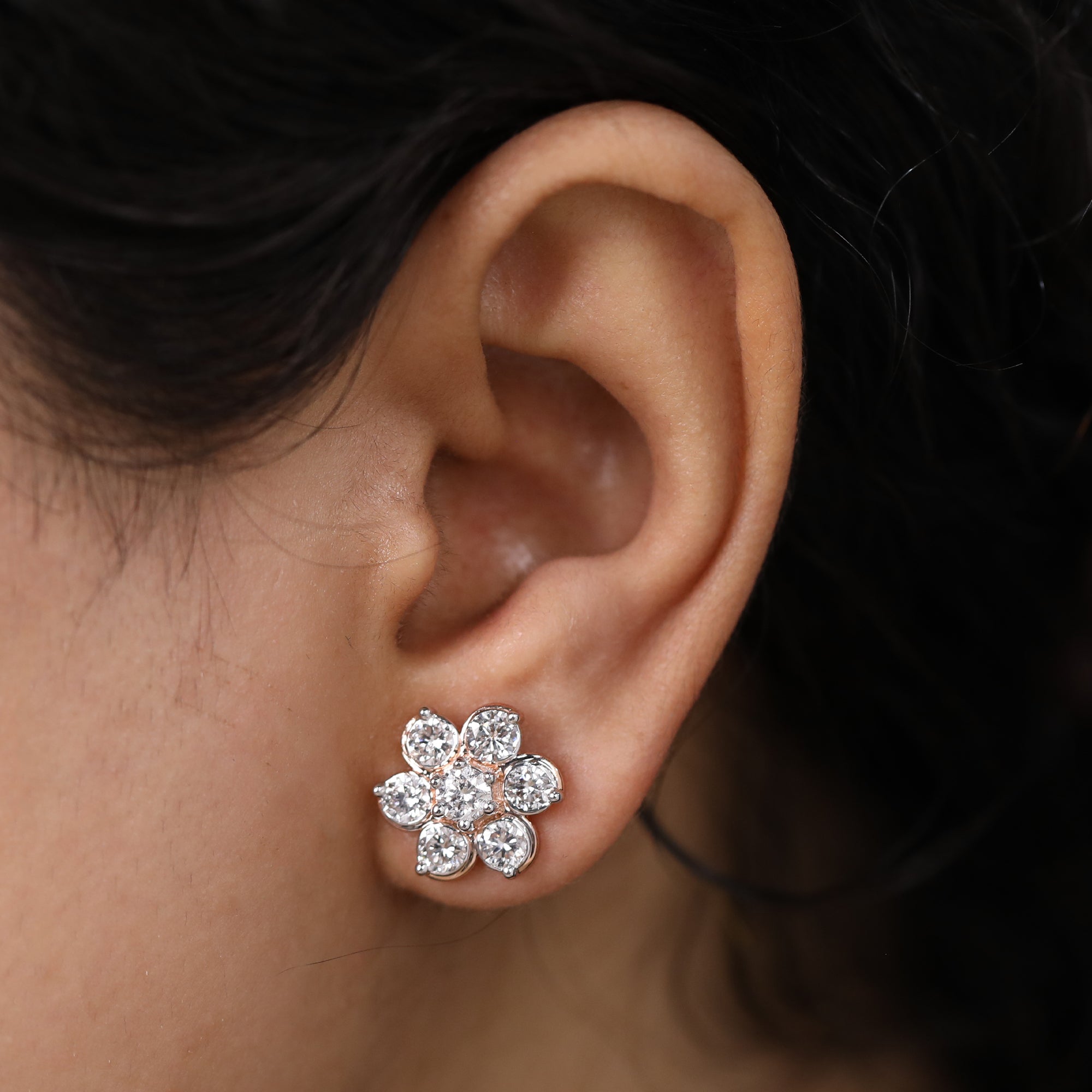 Elegant flower diamond studs crafted for birthday and romantic anniversary gifts