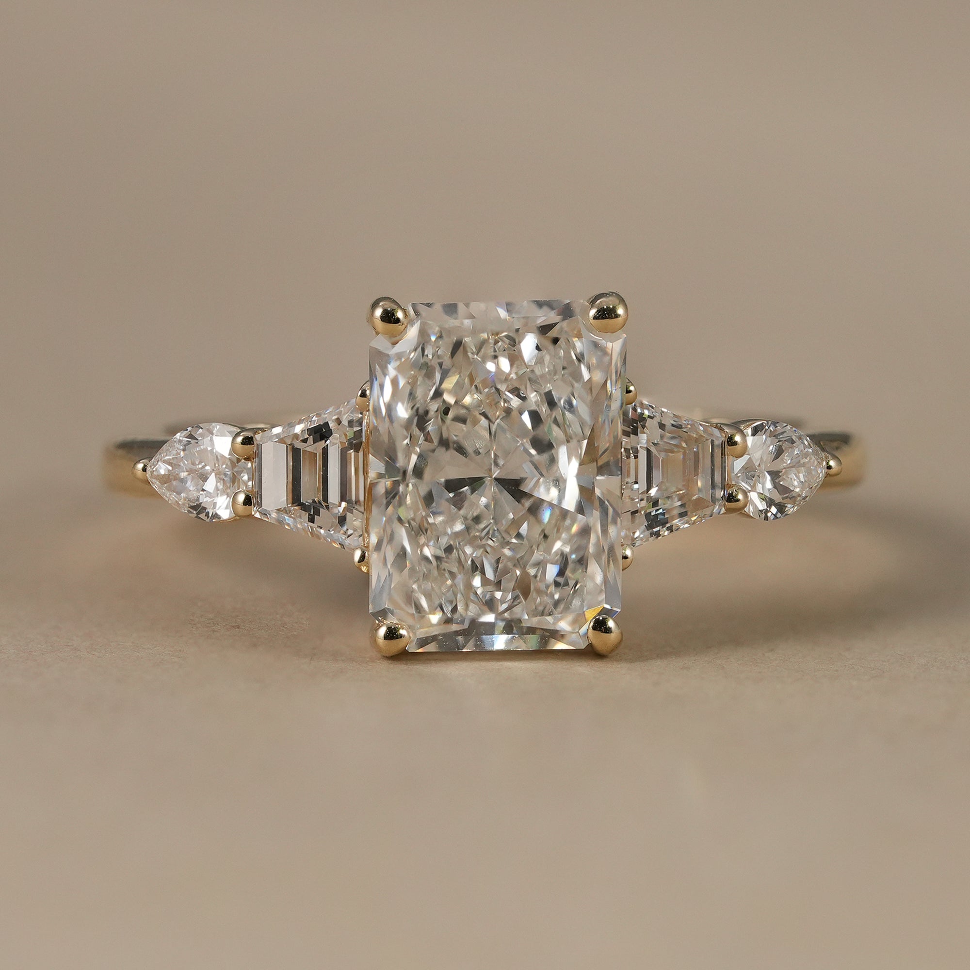Five Stone Radiant Cut Lab Grown Diamond Engagement Ring