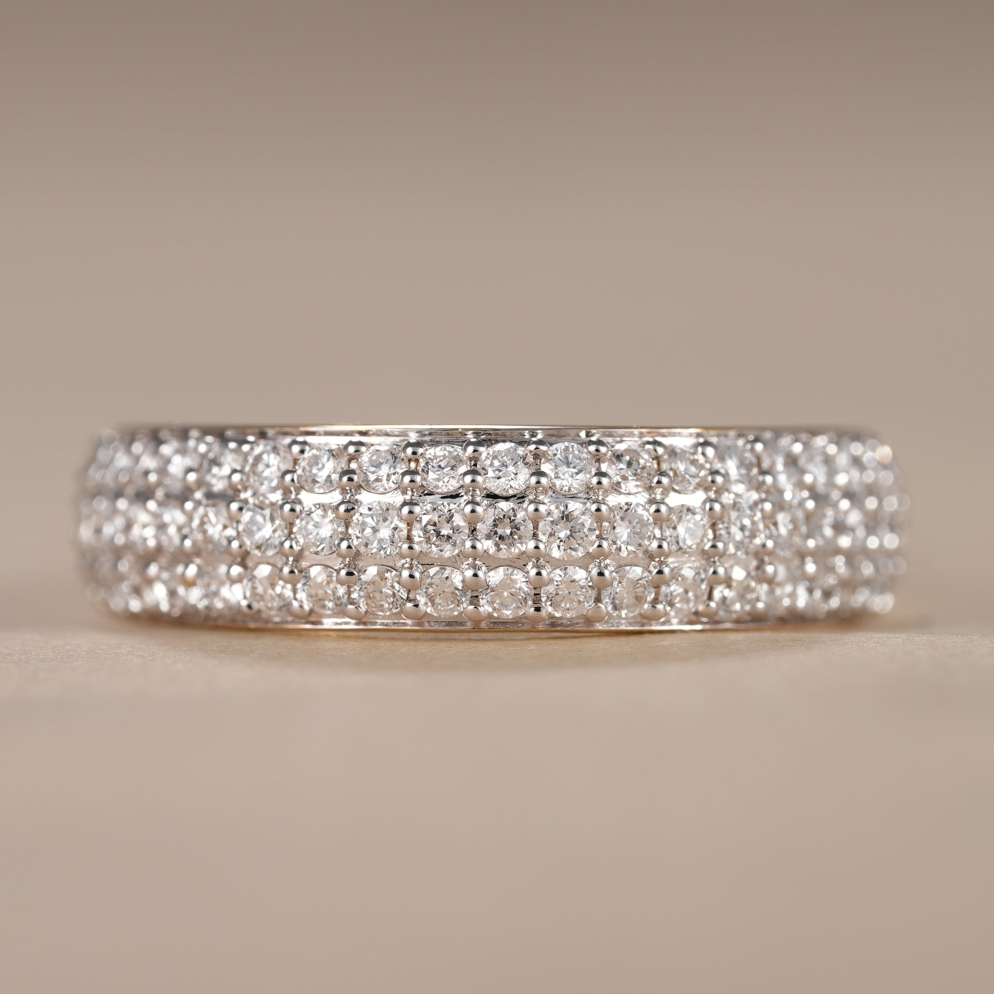 Round Cut Lab Grown Diamond Pave Wedding Band
