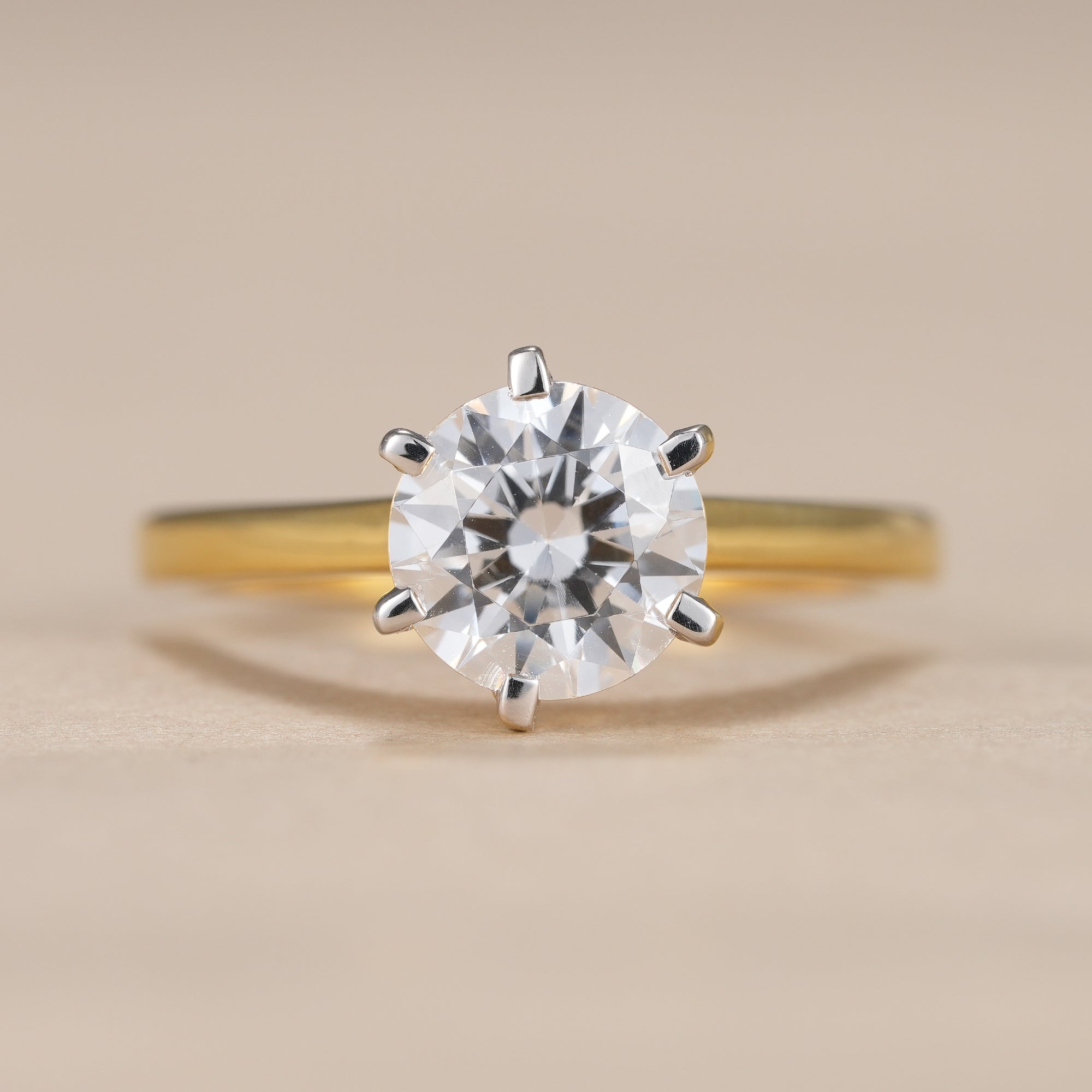 6 Prong Round Lab Grown Diamond Solitaire Engagement Ring