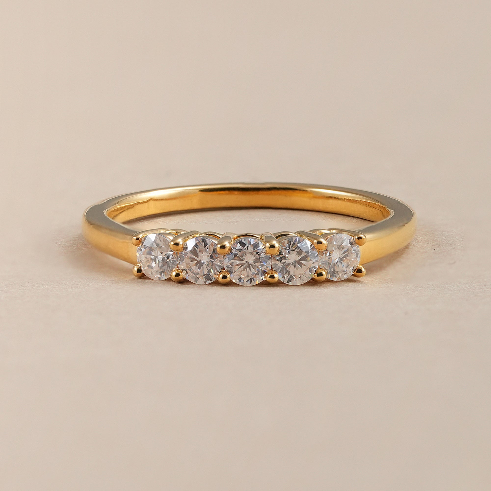 Five Stone Round Lab Grown Diamond Wedding Band