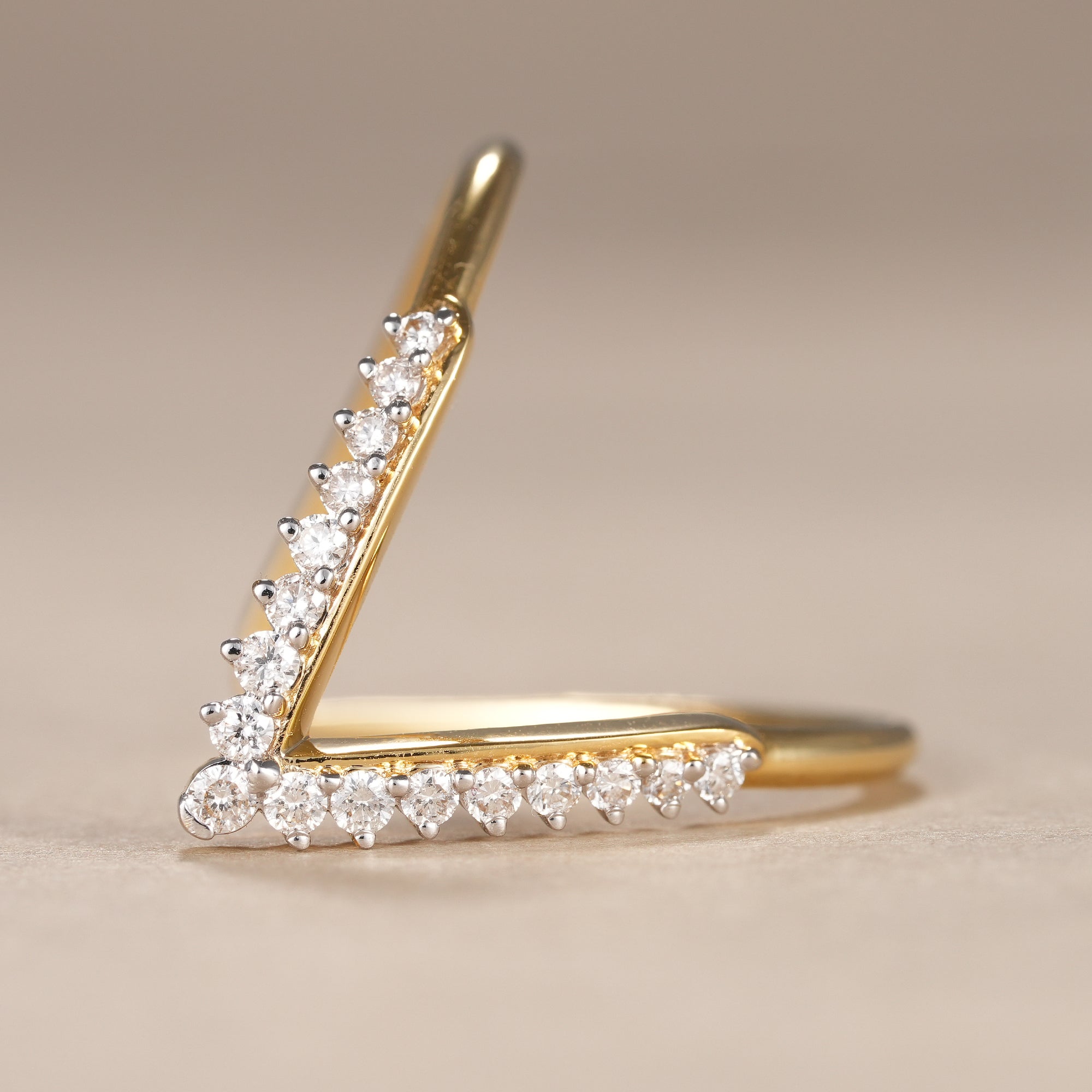 Round Cut Lab Grown Diamond Curved Wedding Band