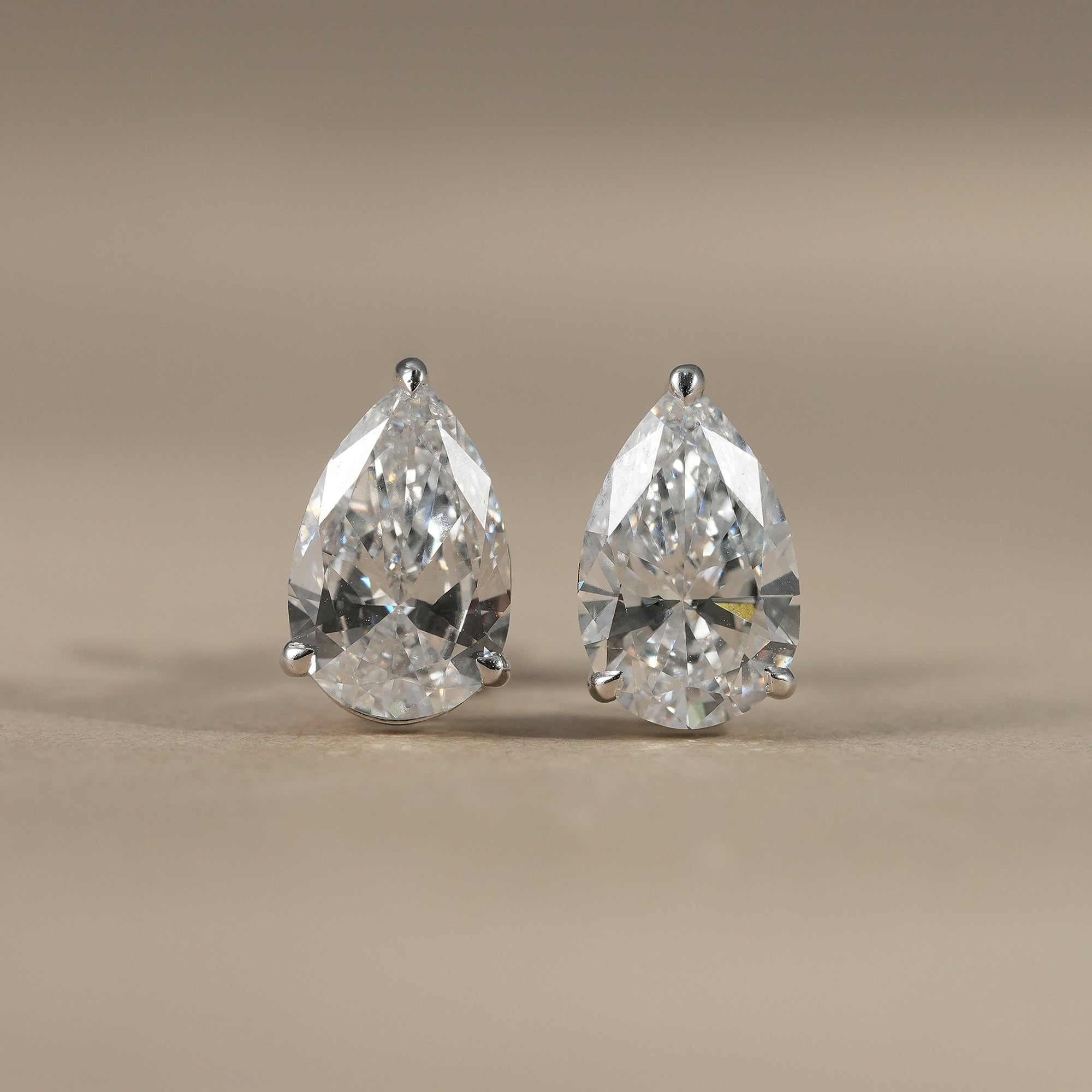 Pear Cut Lab Grown Diamond Solitaire Stud Earrings