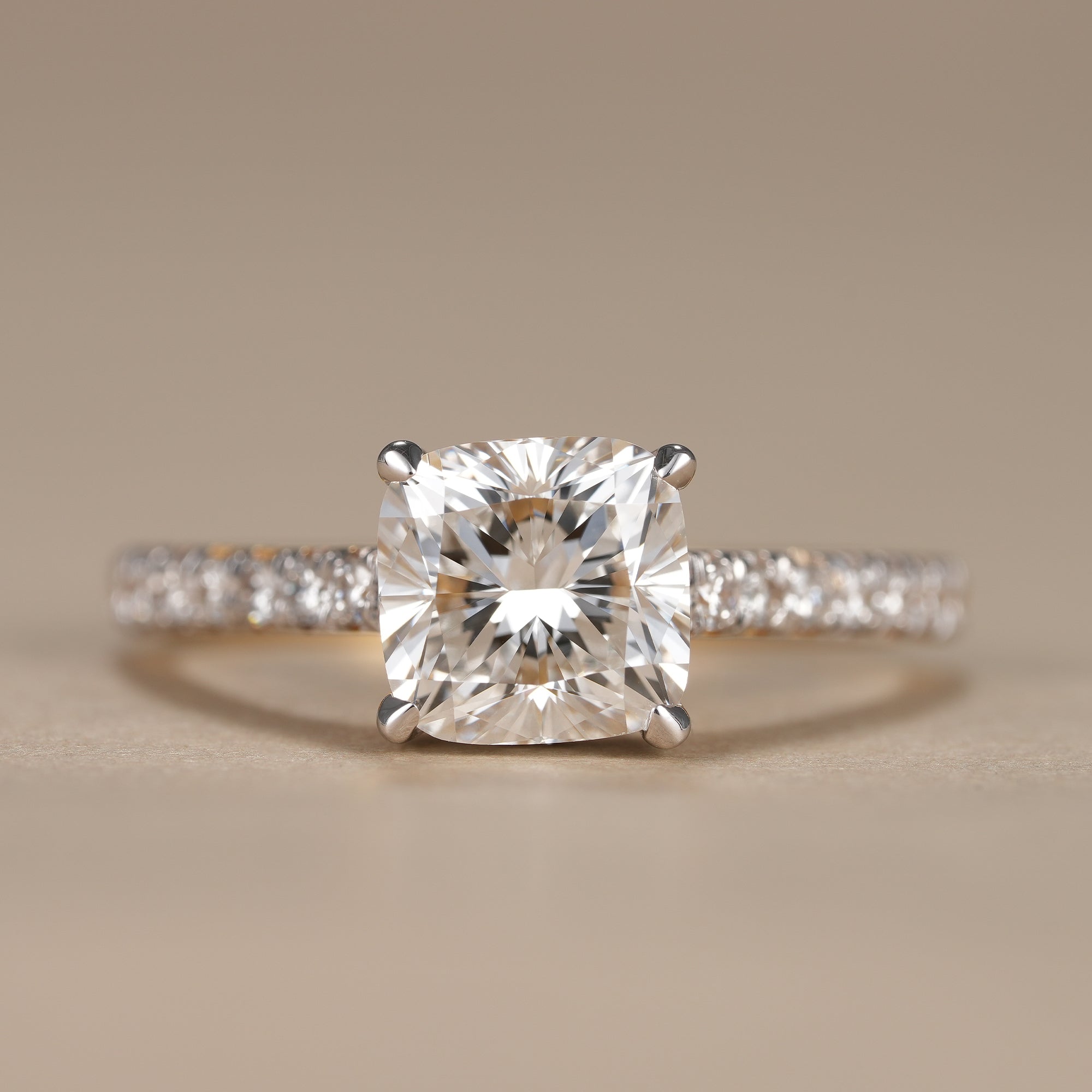 Cushion Lab Diamond Hidden Halo Engagement Ring