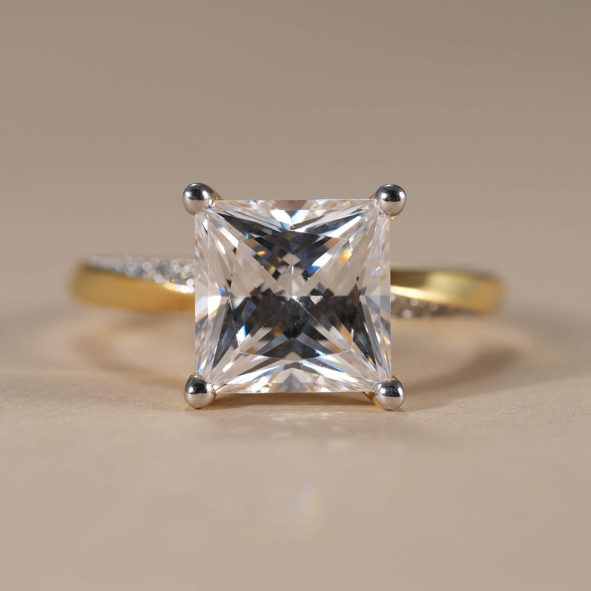 Princess Lab Diamond Engagement Ring With Twisted Band