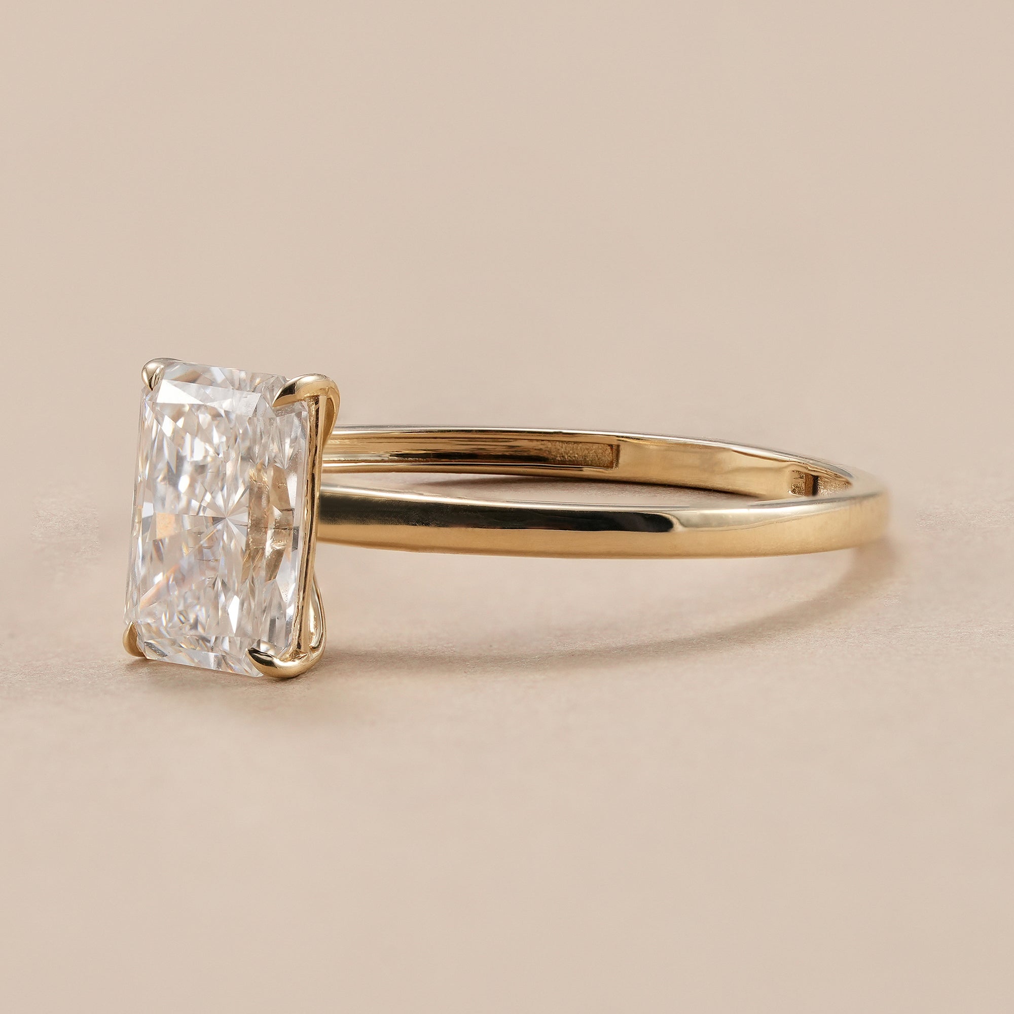 IGI certified radiant cut lab diamond solitaire ring.
