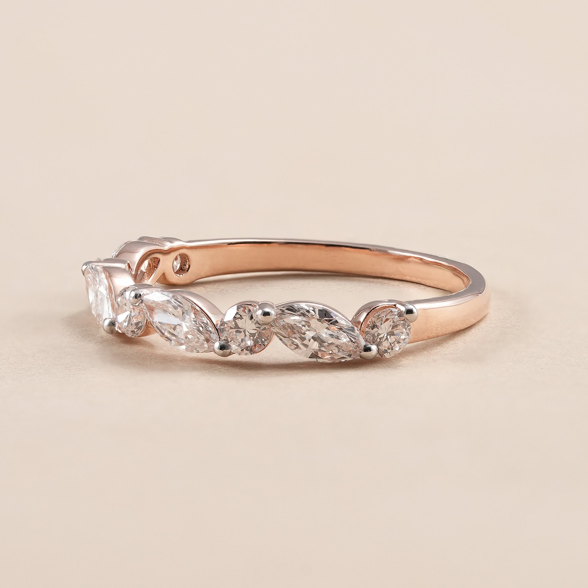 Stackable minimalist lab diamond wedding ring for women.