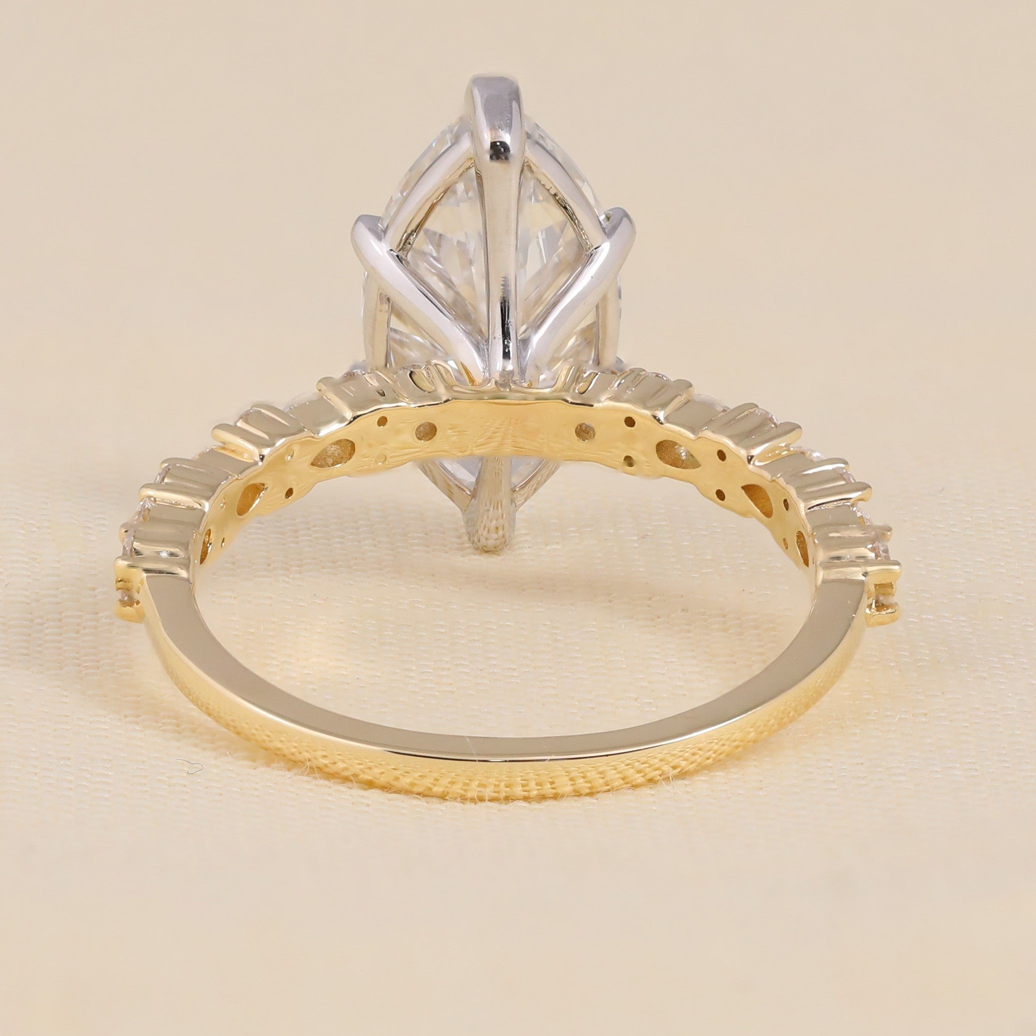 High-sparkle marquise lab-grown diamond engagement ring with elegant detailing