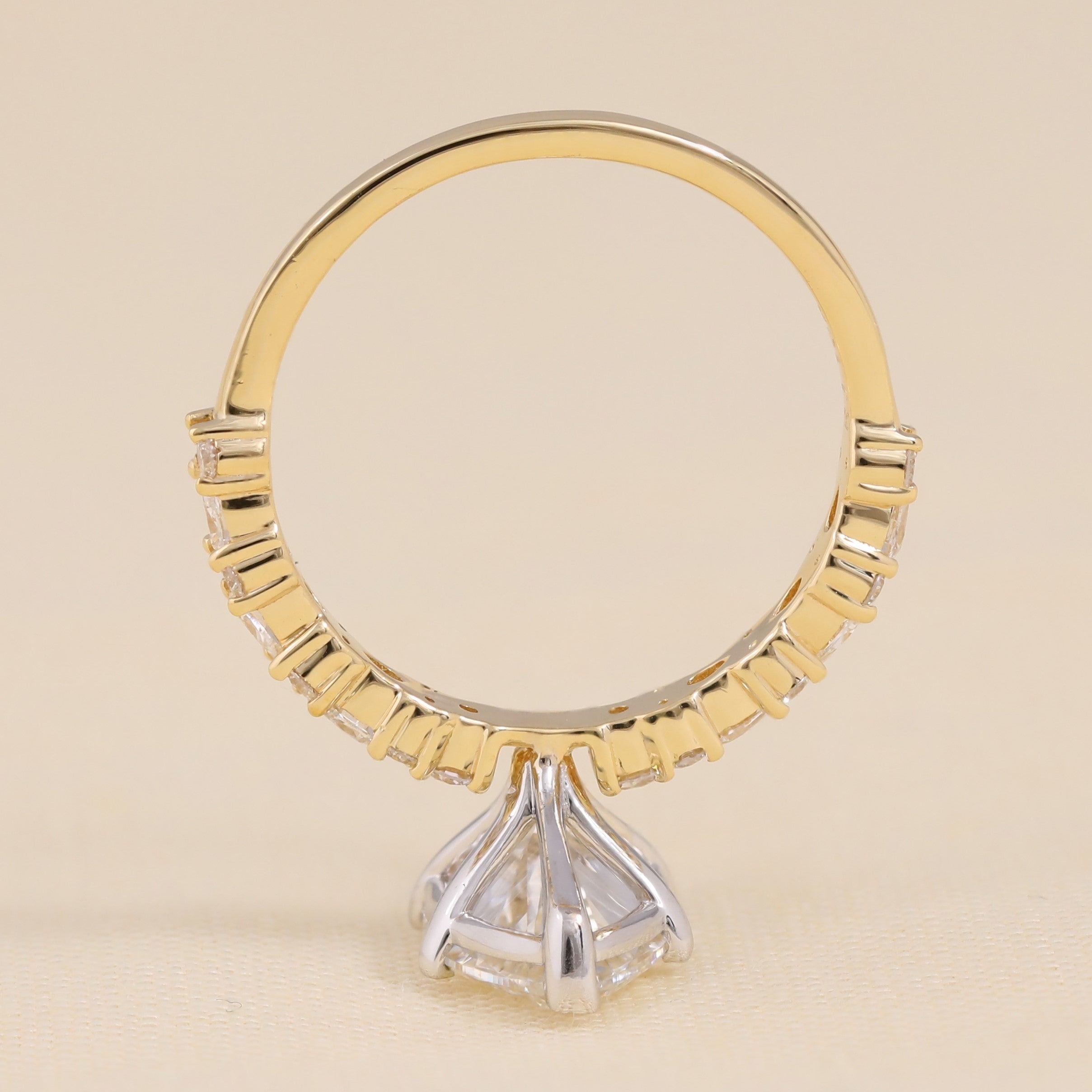 Timeless marquise lab-grown diamond ring designed with a sparkling side band