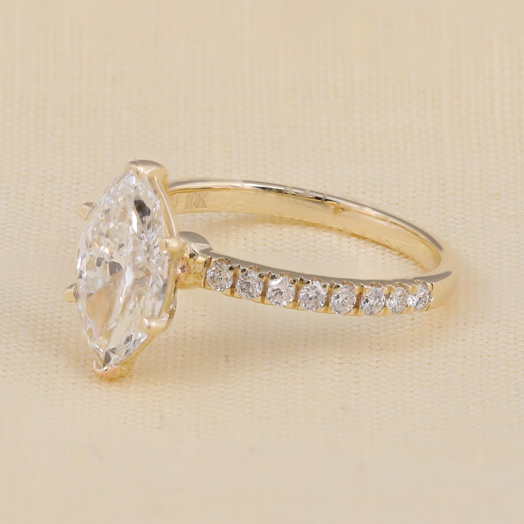 Elegant marquise lab created diamond solitaire ring for proposal