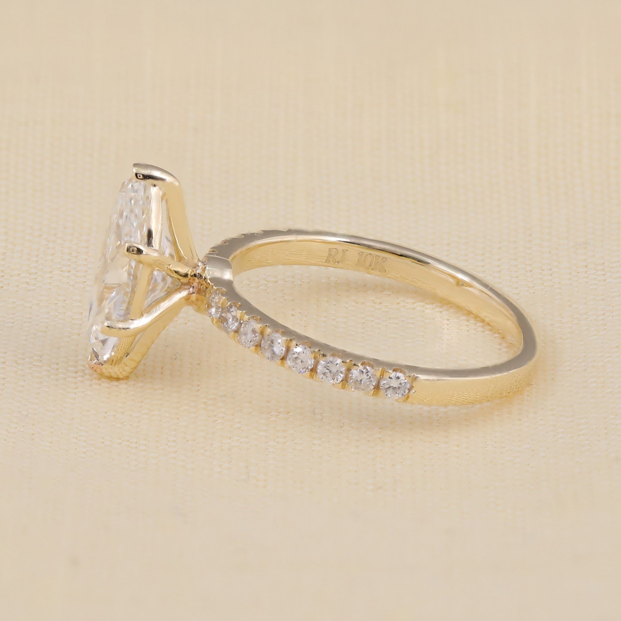 Delicate marquise lab diamond engagement ring for women