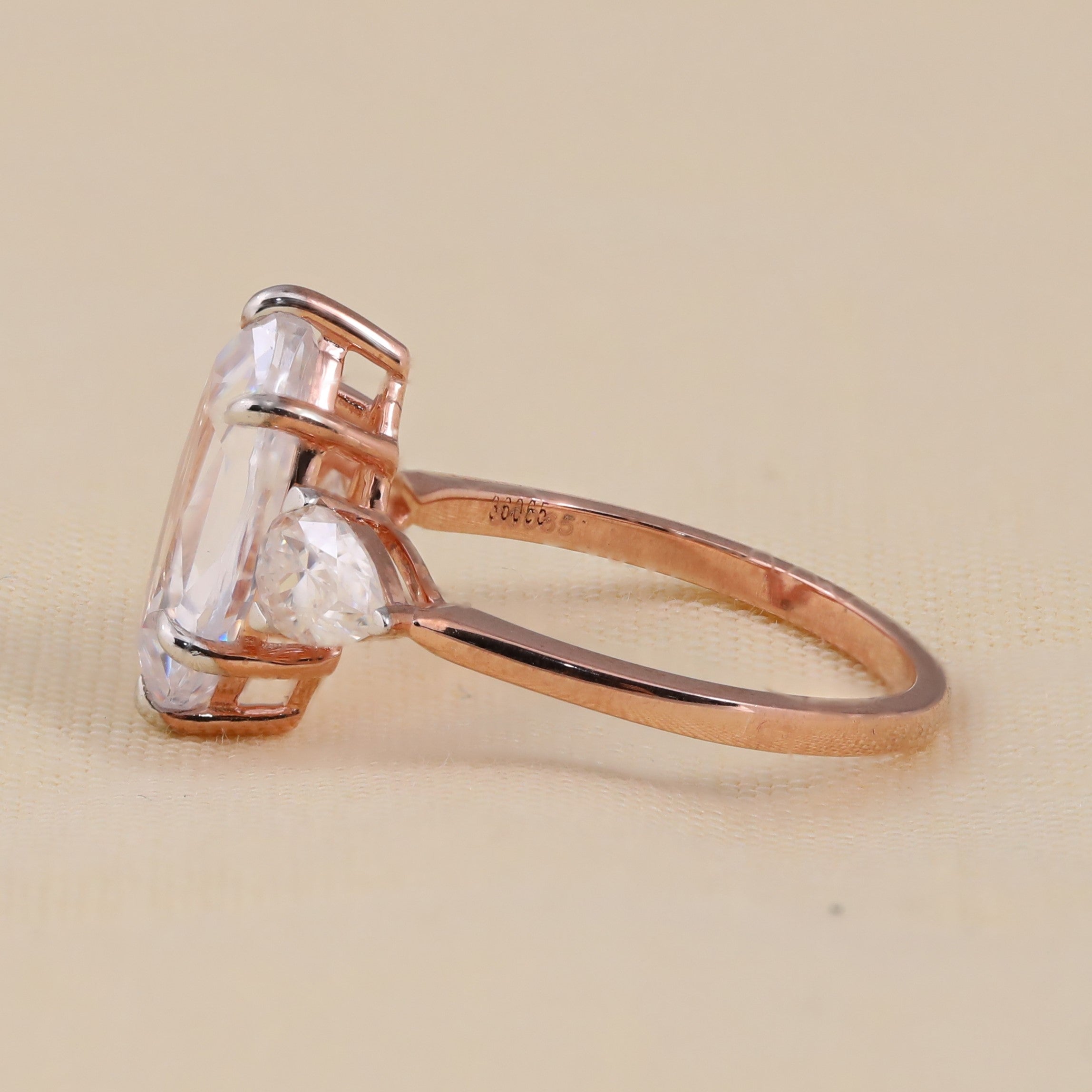 Marquise solitaire ring with pear shaped accents for anniversary gift