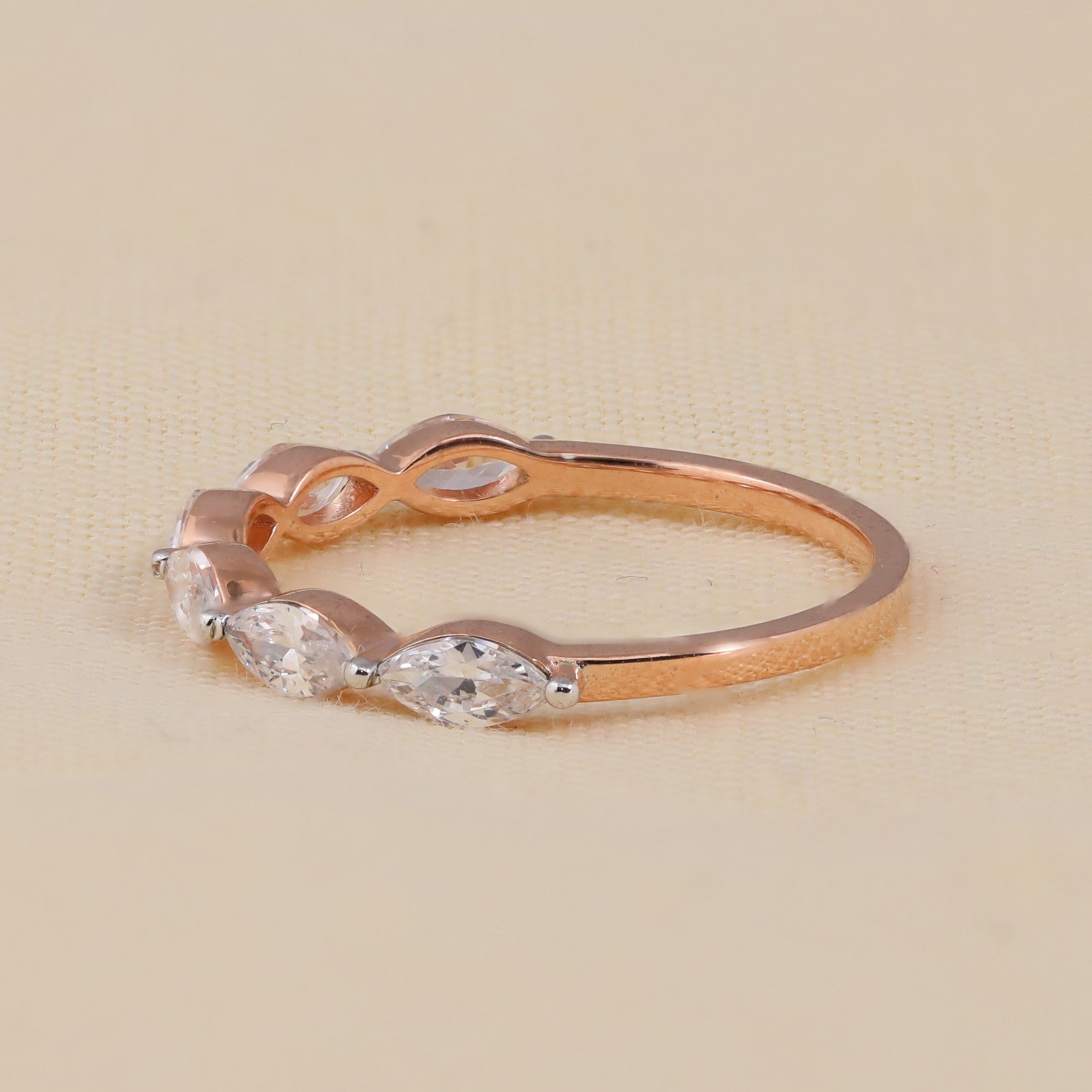 Elegant marquise diamond stacking ring – lab created diamond band for daily wear
