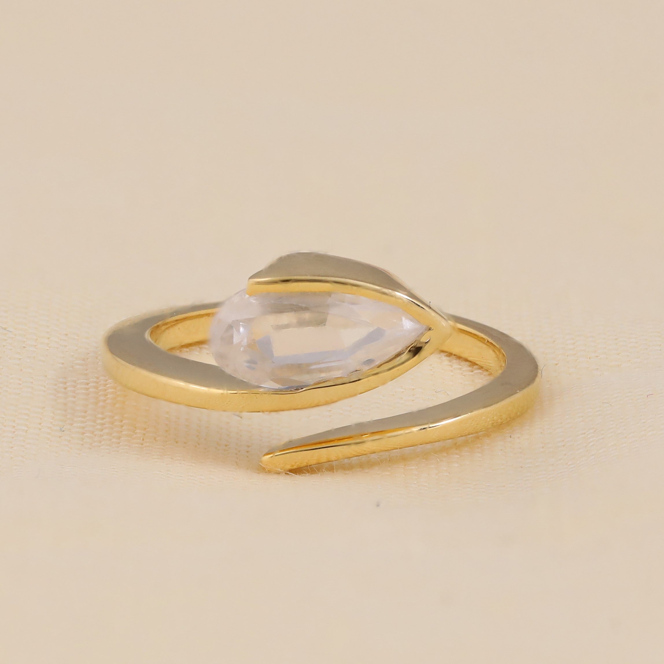 Marquise cut solitaire bypass ring with lab grown diamond for engagement