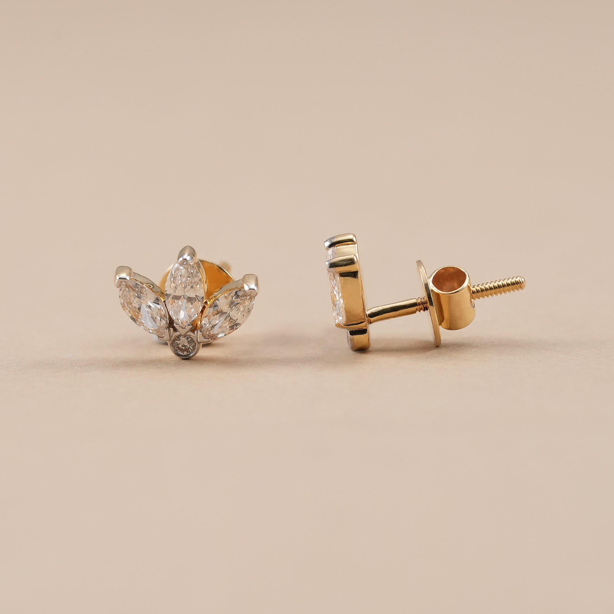 Marquise Lab Grown Diamond Floral Stud Earrings Diamond Stud Earrings for Women