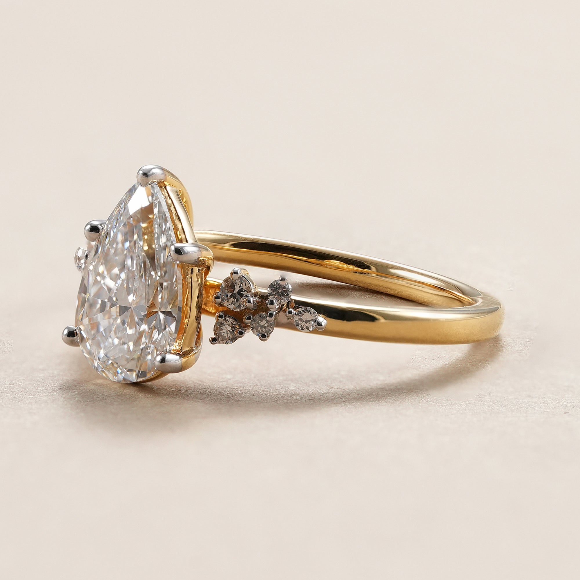 Pear Cut Lab Grown Diamond Cluster Engagement Ring