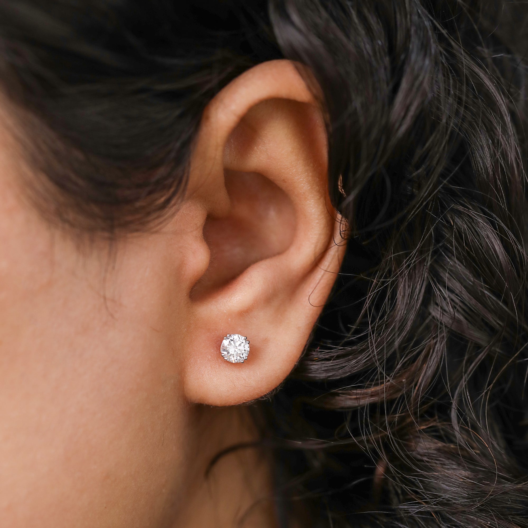 Dainty round lab grown diamond studs great for graduation or milestone events