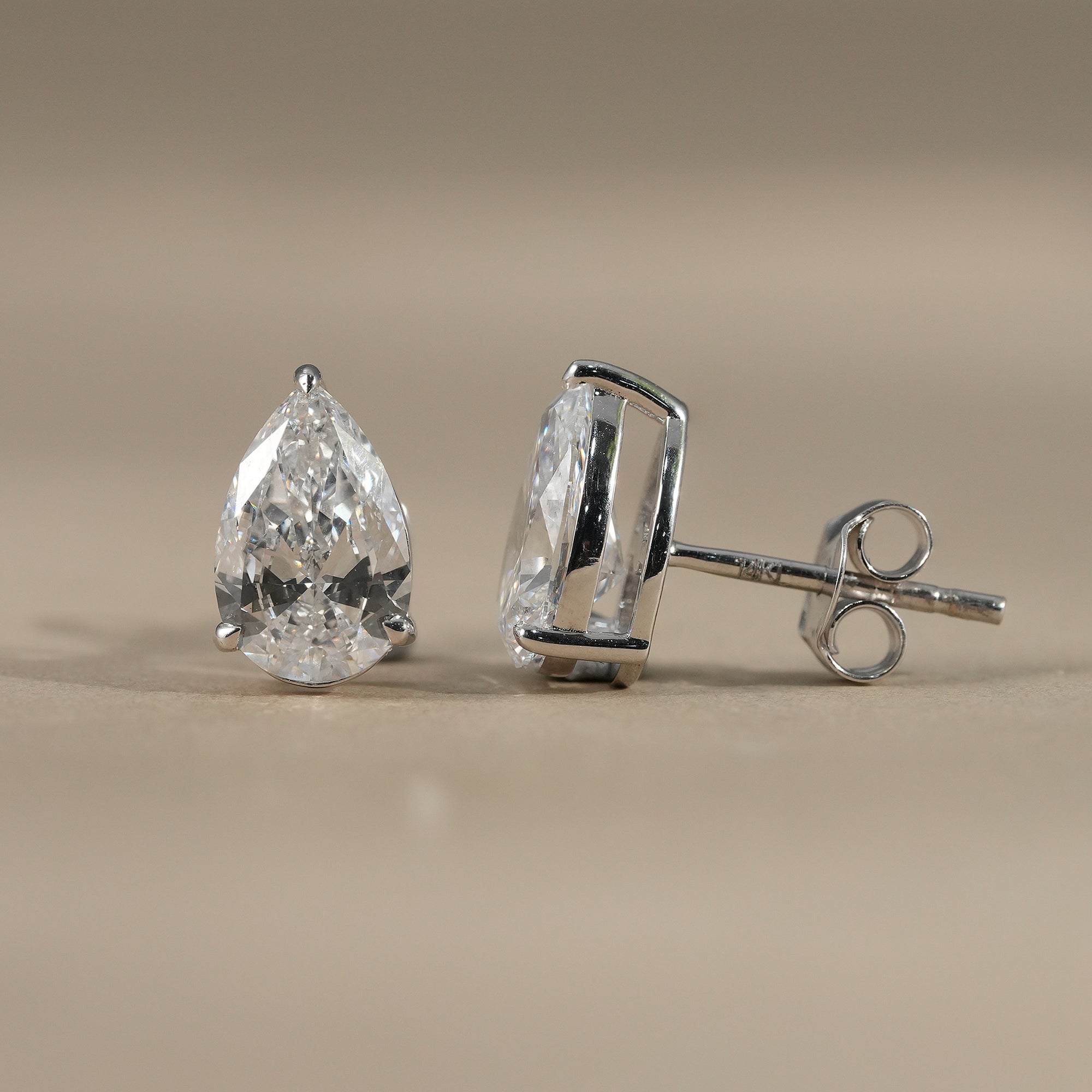 Pear Cut Lab Grown Diamond Solitaire Stud Earrings