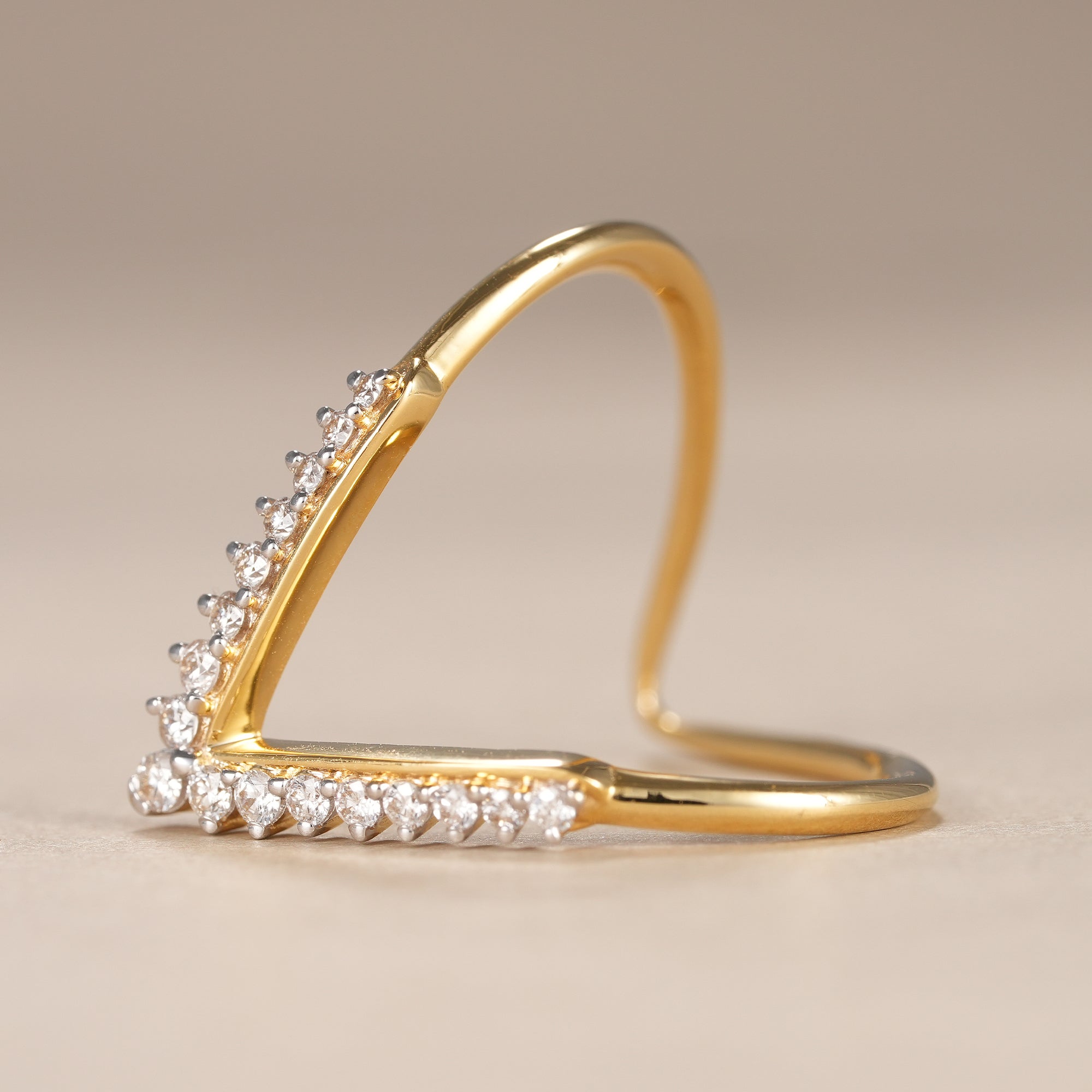 Round Cut Lab Grown Diamond Curved Wedding Band
