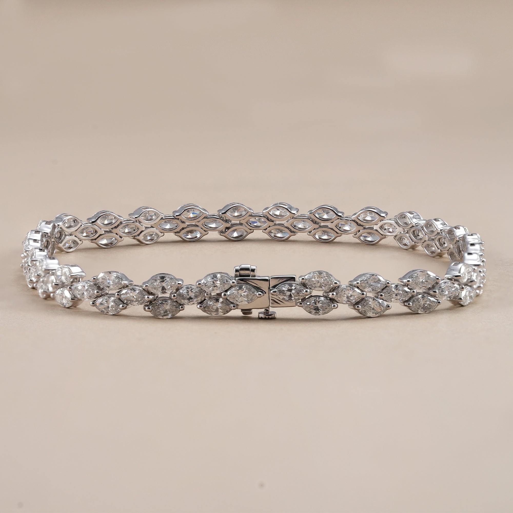 Three Row Marquise Cut Lab Grown Diamond Tennis Bracelet
