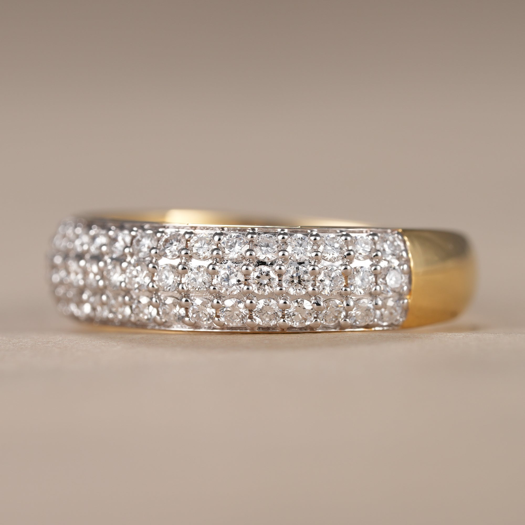 Round Cut Lab Grown Diamond Pave Wedding Band