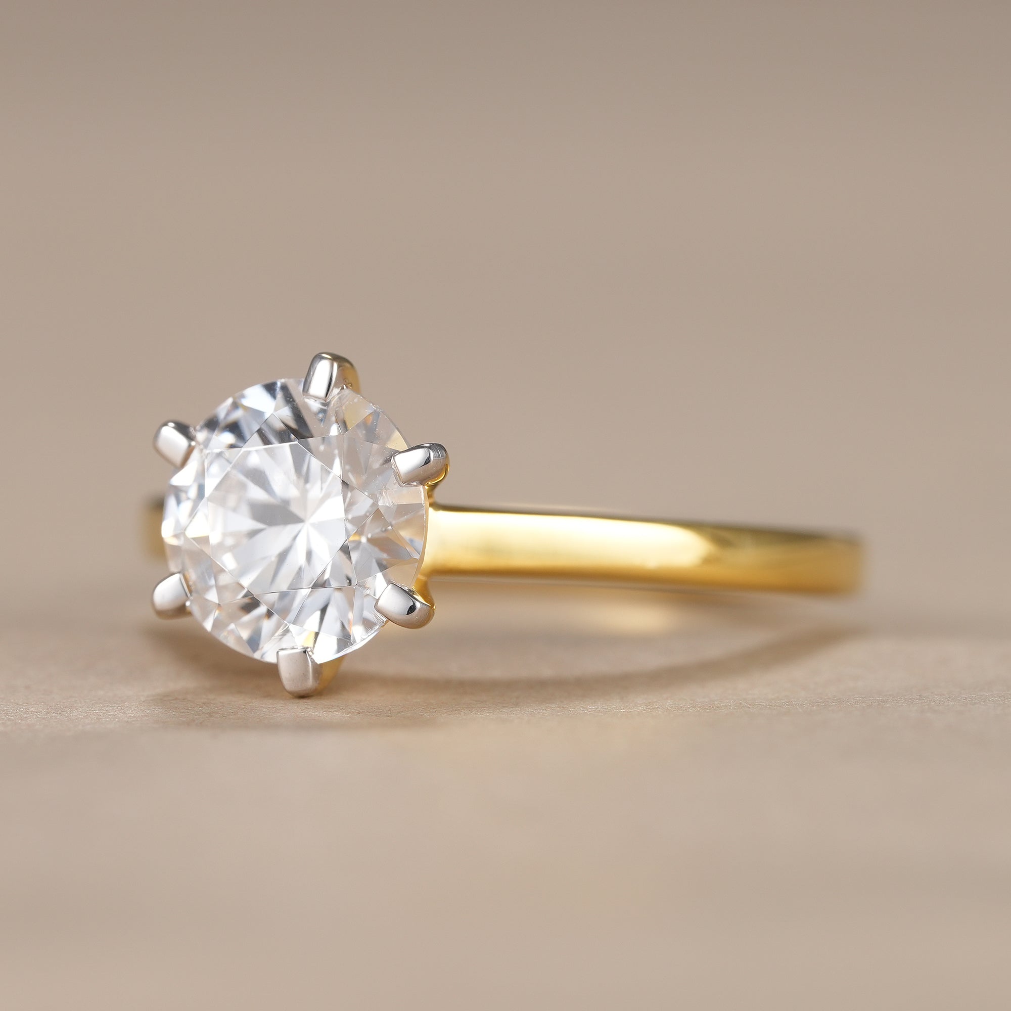 6 Prong Round Lab Grown Diamond Solitaire Engagement Ring