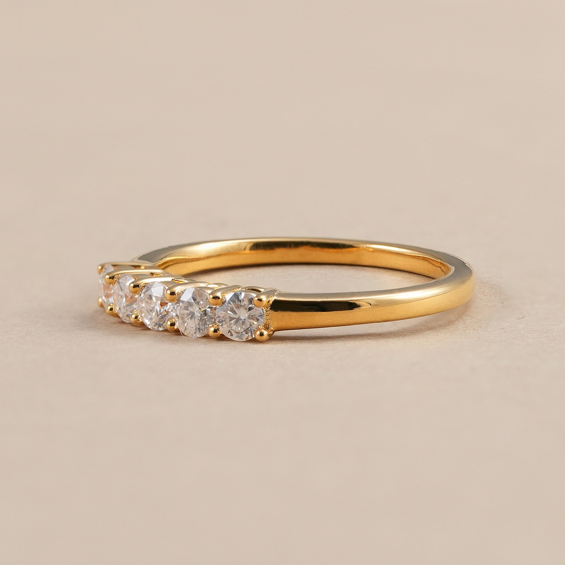 Five Stone Round Lab Grown Diamond Wedding Band