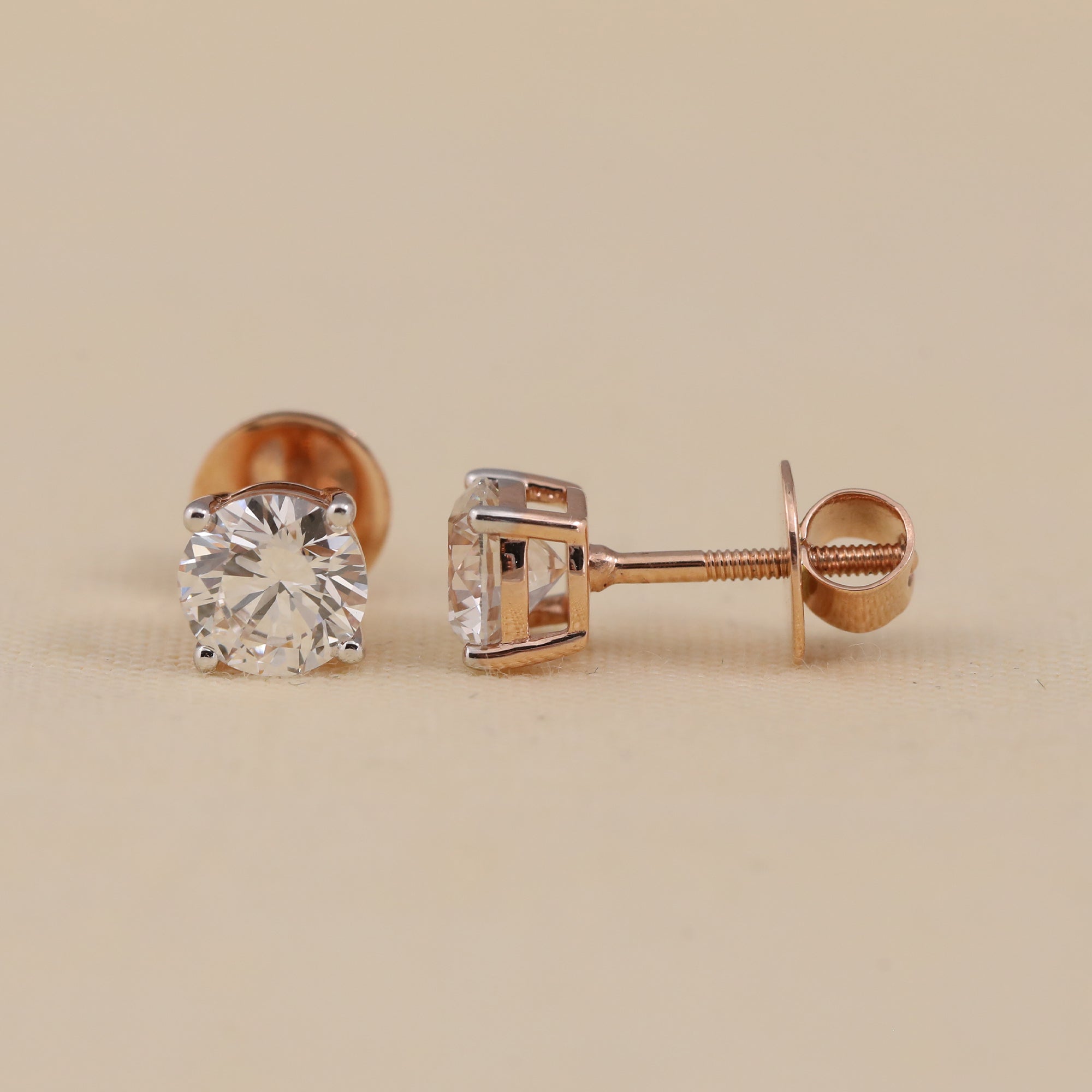 Classic round lab grown diamond earrings suitable for engagement gifting and special occasions