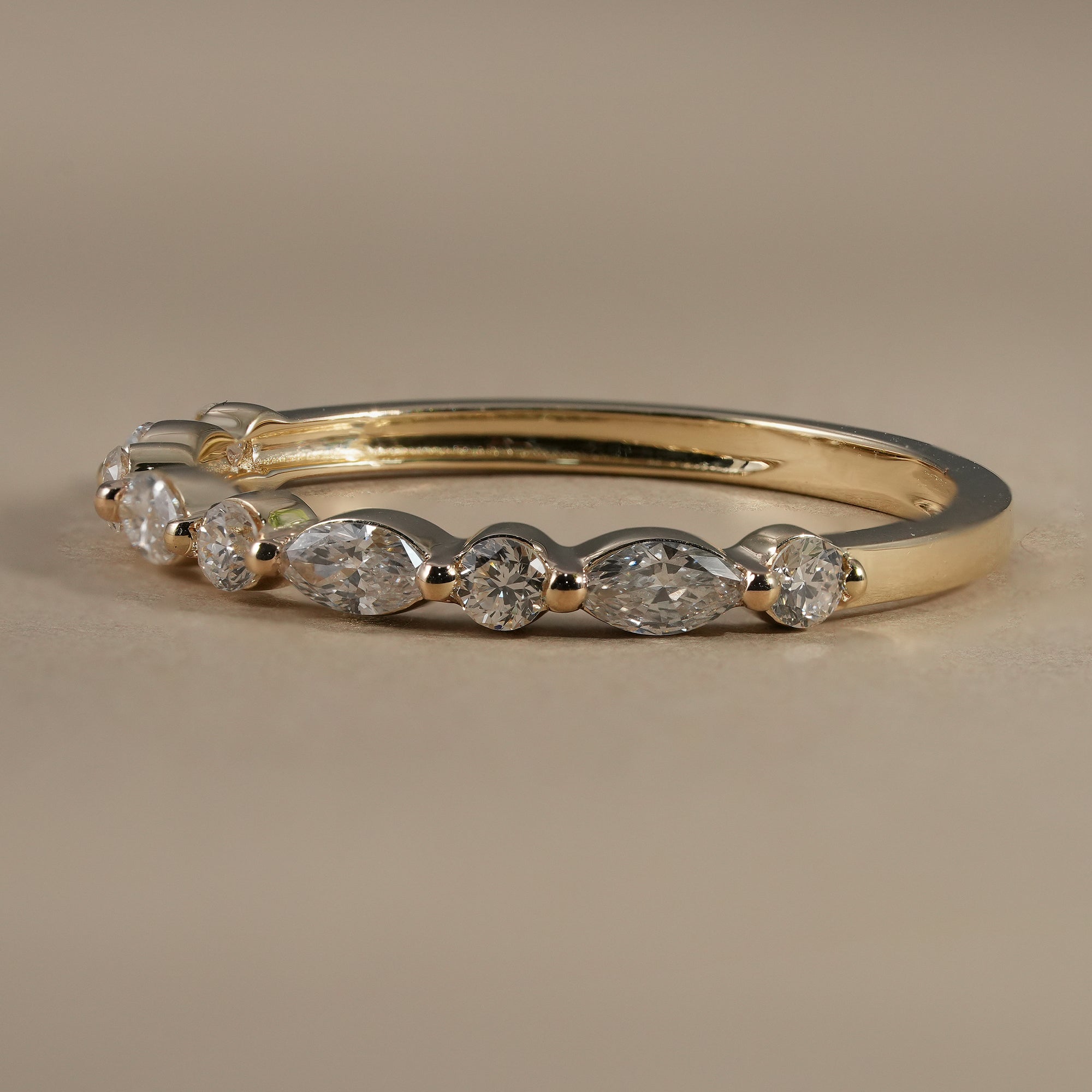 Alternative Marquise & Round Lab Diamond Eternity Wedding Band